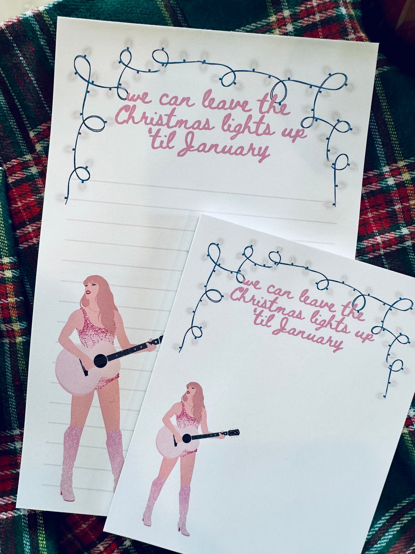 Christmas/Fall Holiday Pop Culture Queen Half & Quarter Page Notepad, Lover Era, We can Leave the Christmas Lights up Till January Notepad maedaymaedaymaeday
