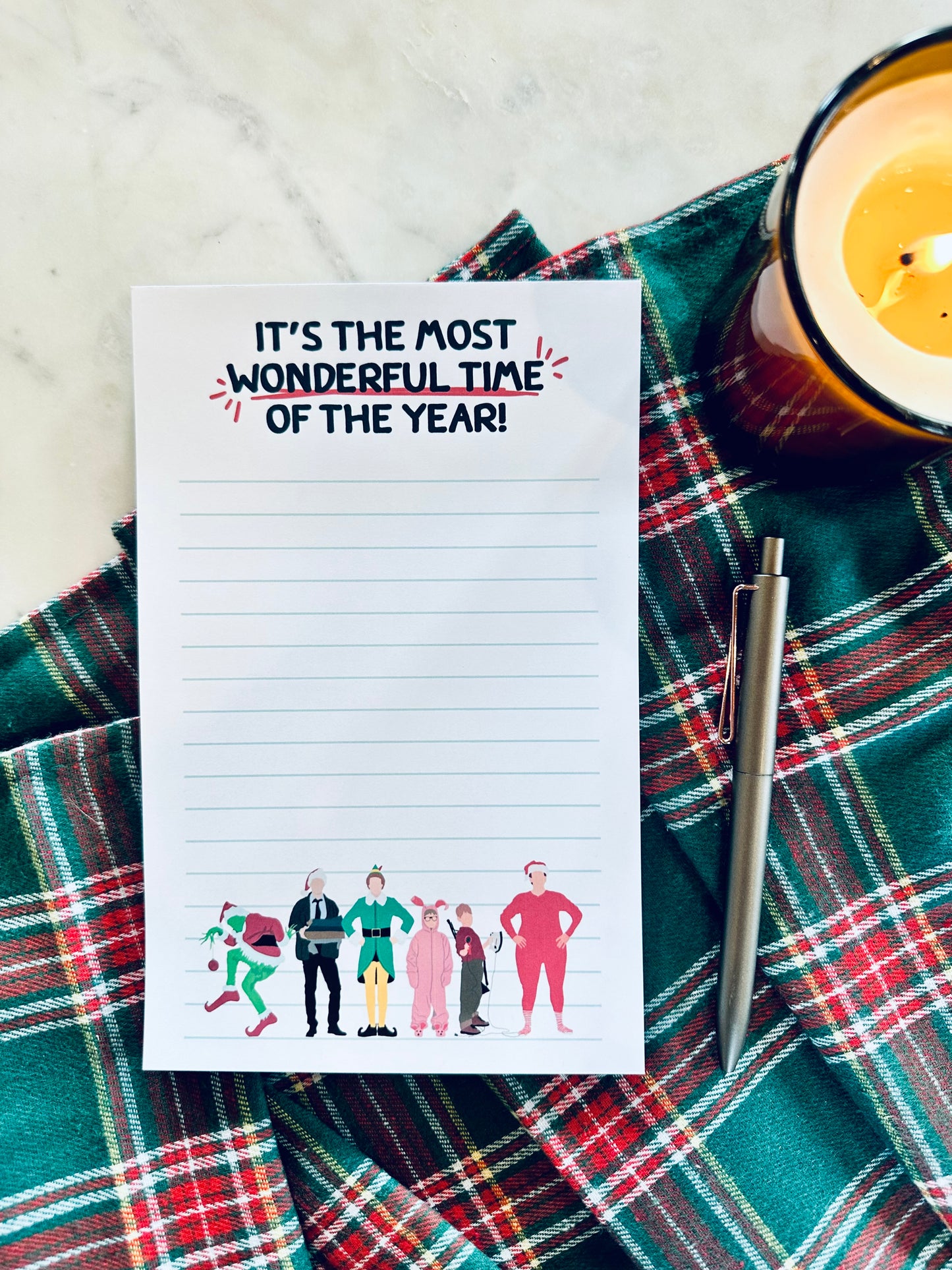 It's the Most Wonderful Time Of the Year Notepad Half (5.5x8.5") & Quarter Page Notepad, Christmas/Pop Culture Themed Notepad maedaymaedaymaeday