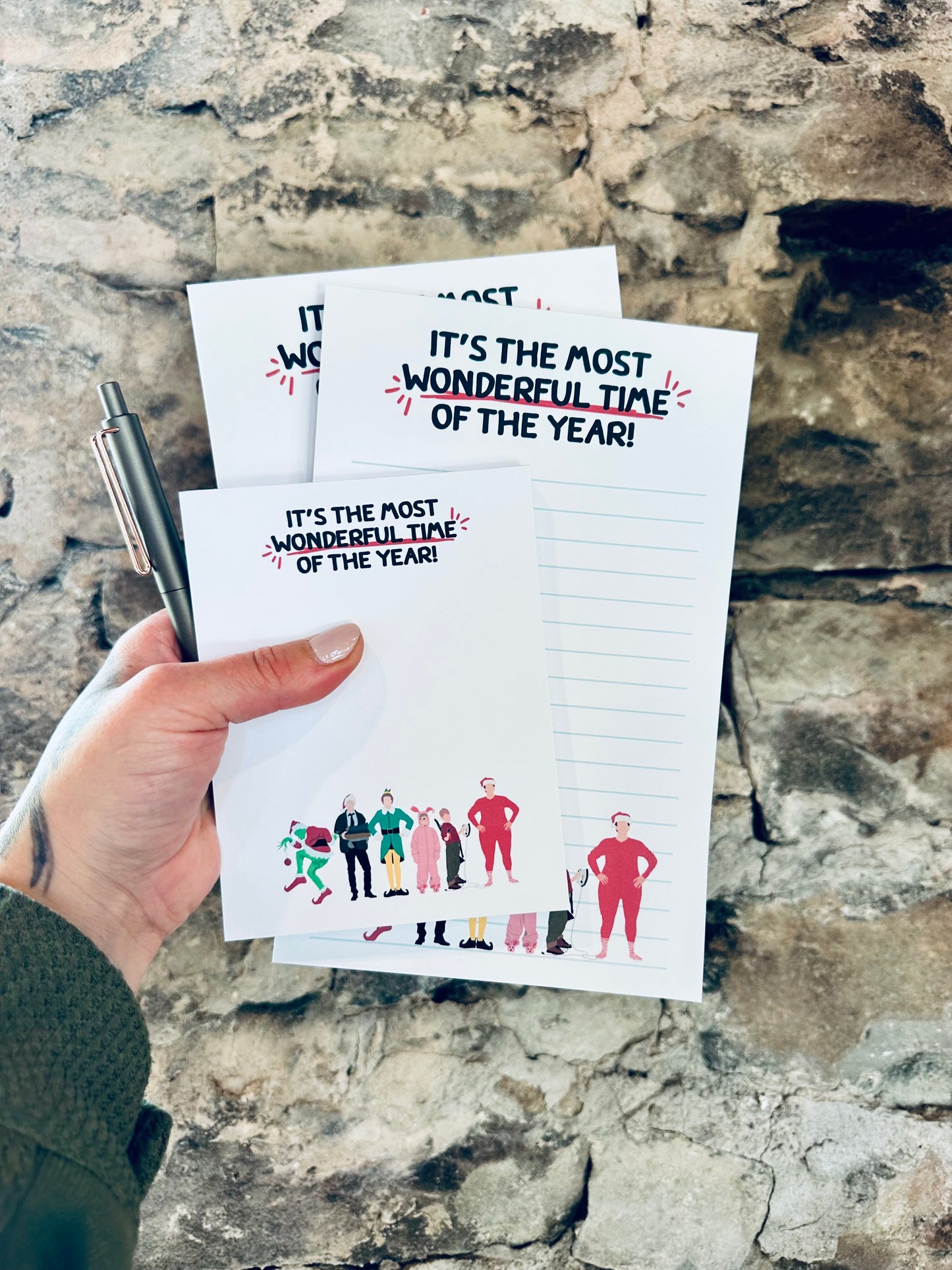 It's the Most Wonderful Time Of the Year Notepad Half (5.5x8.5") & Quarter Page Notepad, Christmas/Pop Culture Themed Notepad maedaymaedaymaeday