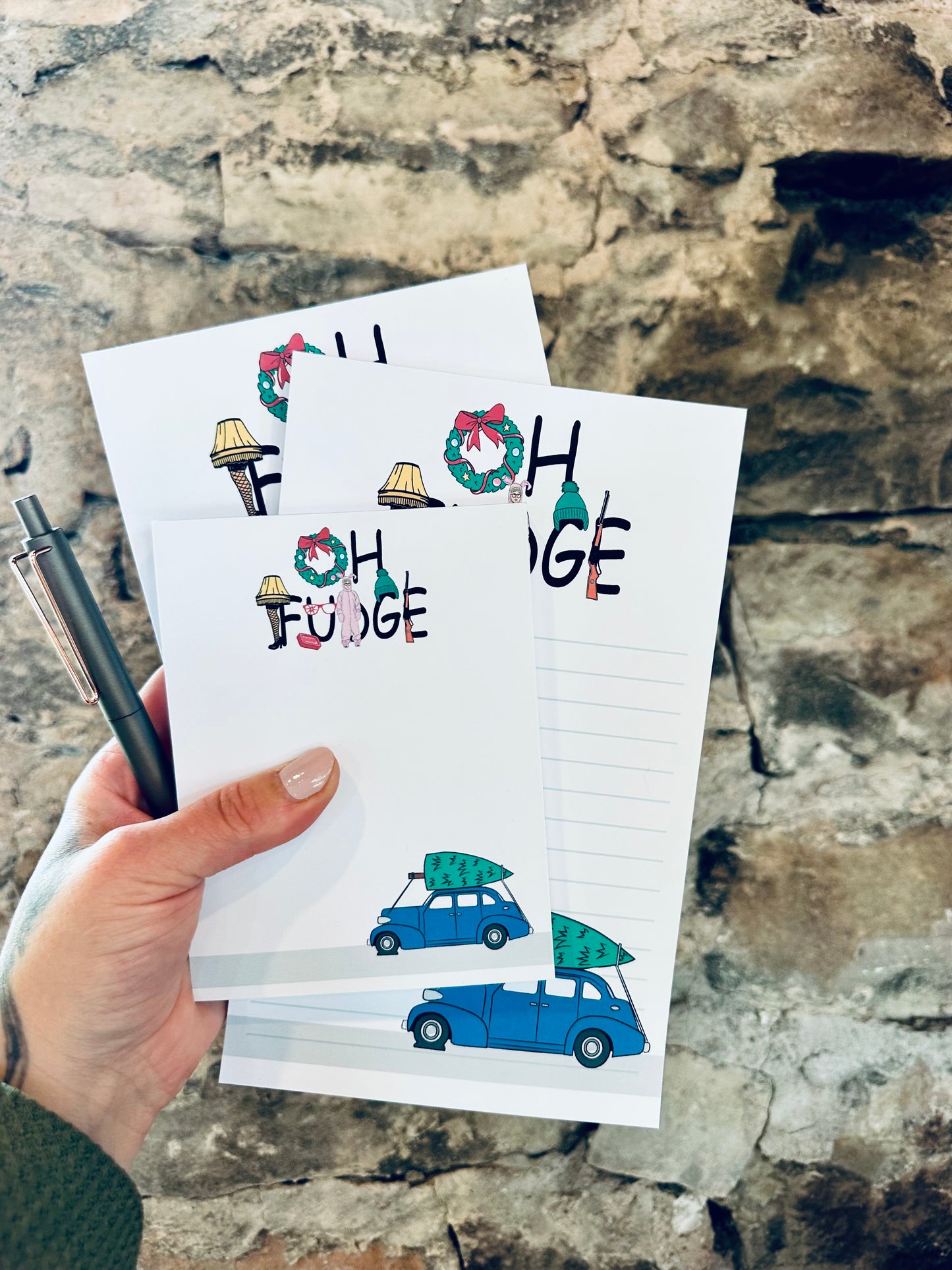 Oh Fudge Notepad Half (5.5x8.5") & Quarter Page Notepad, Christmas/Pop Culture Themed Notepad maedaymaedaymaeday