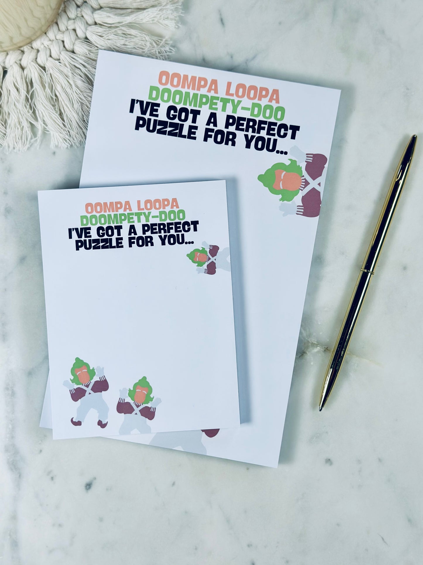 Oompa Loompa Doompetty-Doo" Puzzle Notepad/To-Do List – 50 Pages of Perfectly Peculiar Fun** 