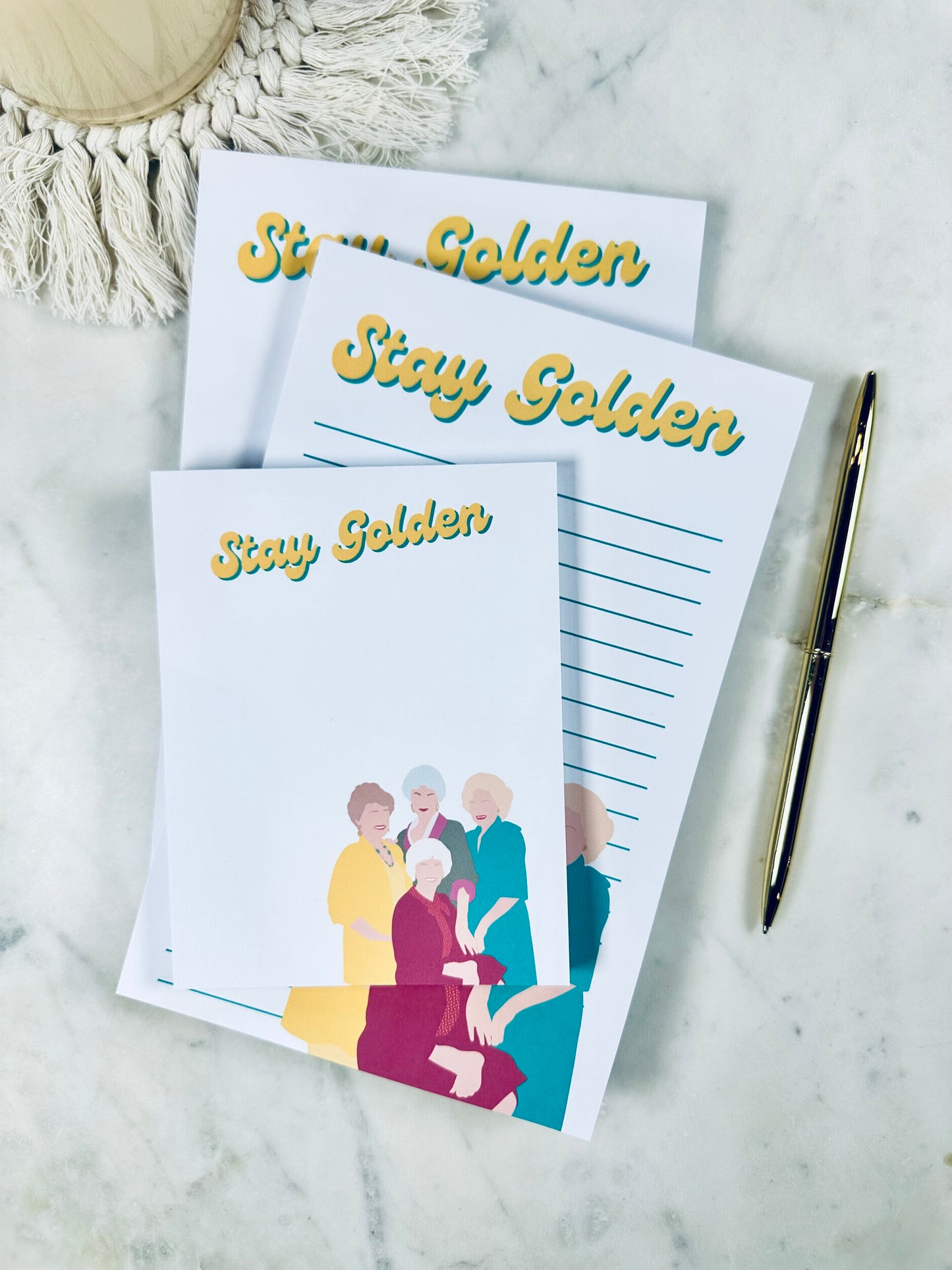Stay Golden Notepad/To Do List – 50 Pages of Sass, Class, and Friendship