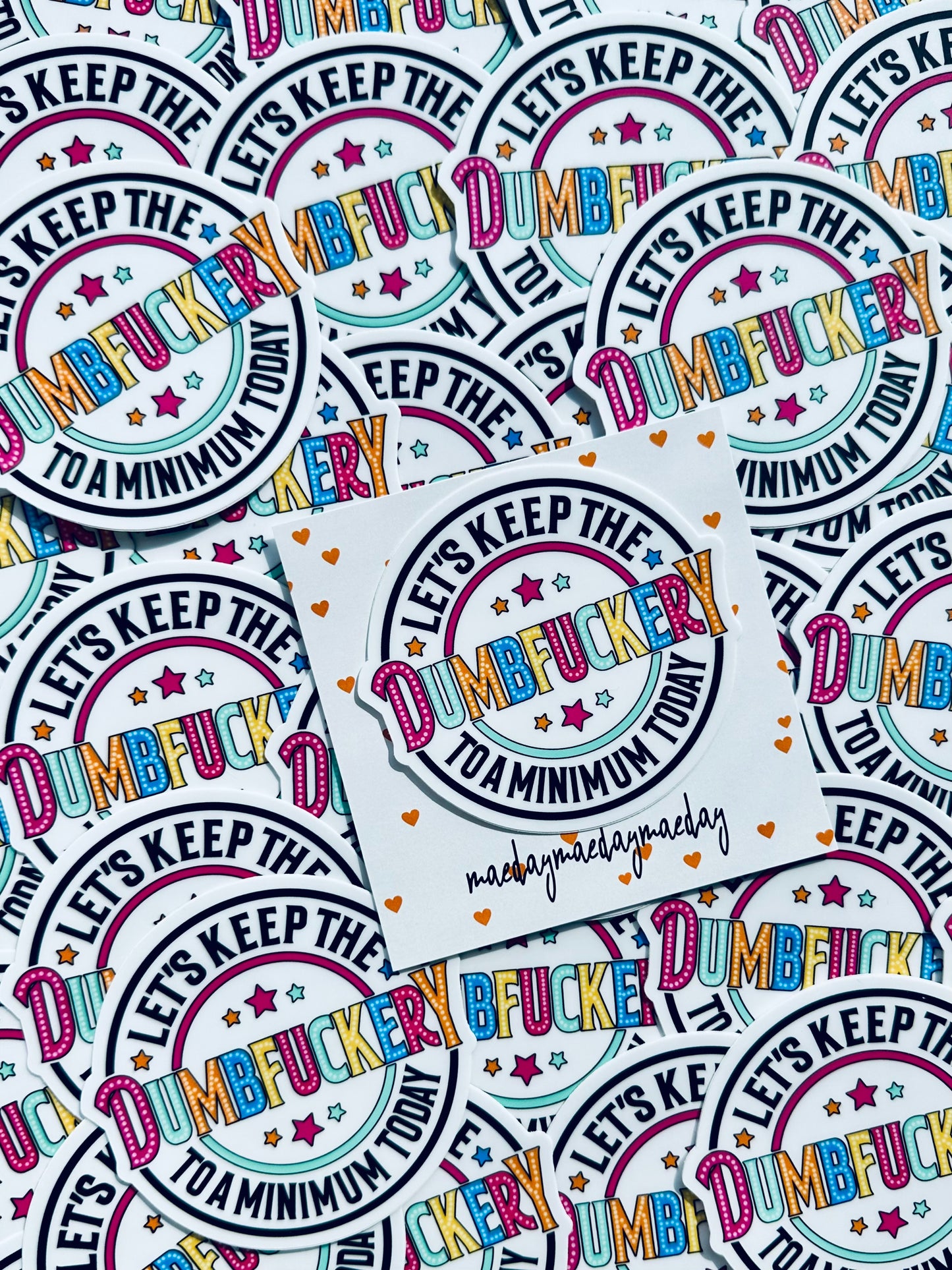 Let's Keep the Dumbfuckery to a Minimum Today Sticker, Daily Affirmation Sticker, Permanent, Weatherproof Motto Sticker for Kindle, Laptop maedaymaedaymaeday