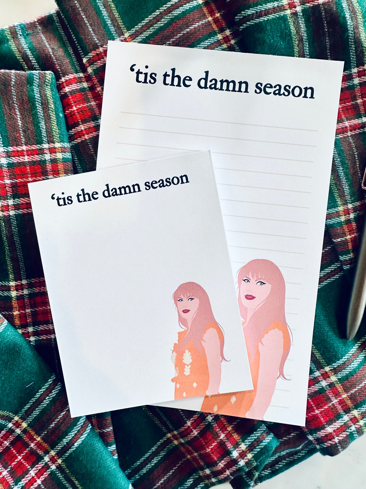 Half & Quarter Page Pop Culture Notepad, tis' the damn season, Evermore Inspired Era Merch, Fall/Christmas Eras Swiftie Stationary Gift maedaymaedaymaeday