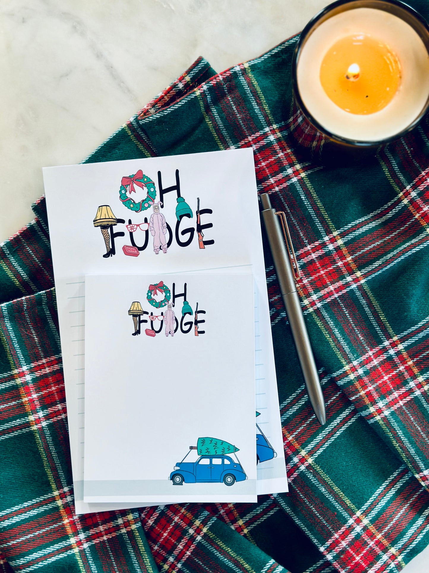 Oh Fudge Notepad Half (5.5x8.5") & Quarter Page Notepad, Christmas/Pop Culture Themed Notepad maedaymaedaymaeday
