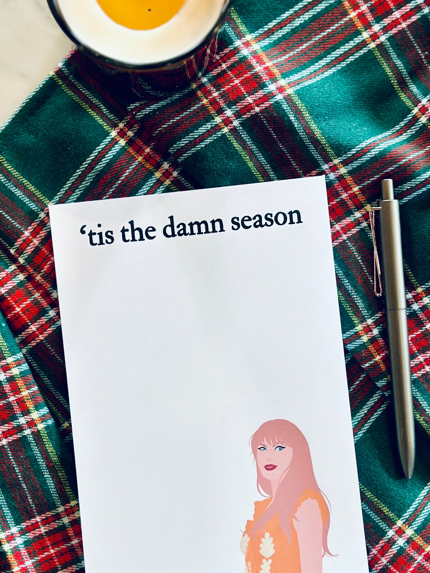Half & Quarter Page Pop Culture Notepad, tis' the damn season, Evermore Inspired Era Merch, Fall/Christmas Eras Swiftie Stationary Gift maedaymaedaymaeday