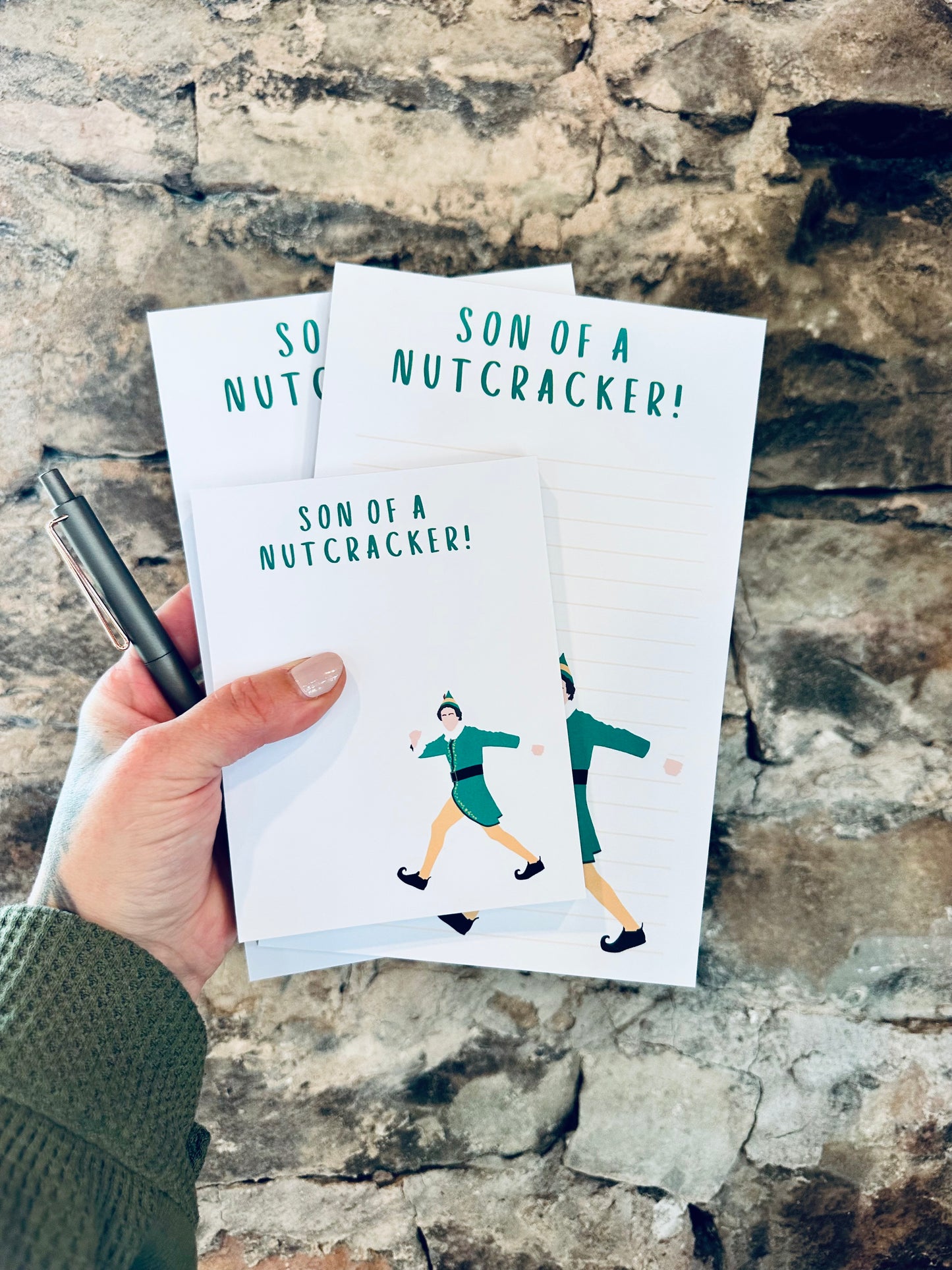 Son of a Nutcracker Notepad Half (5.5x8.5") & Quarter Page Notepad or To-Do List, Christmas/Pop Culture Themed Notepad, Santa's Helper To Do maedaymaedaymaeday