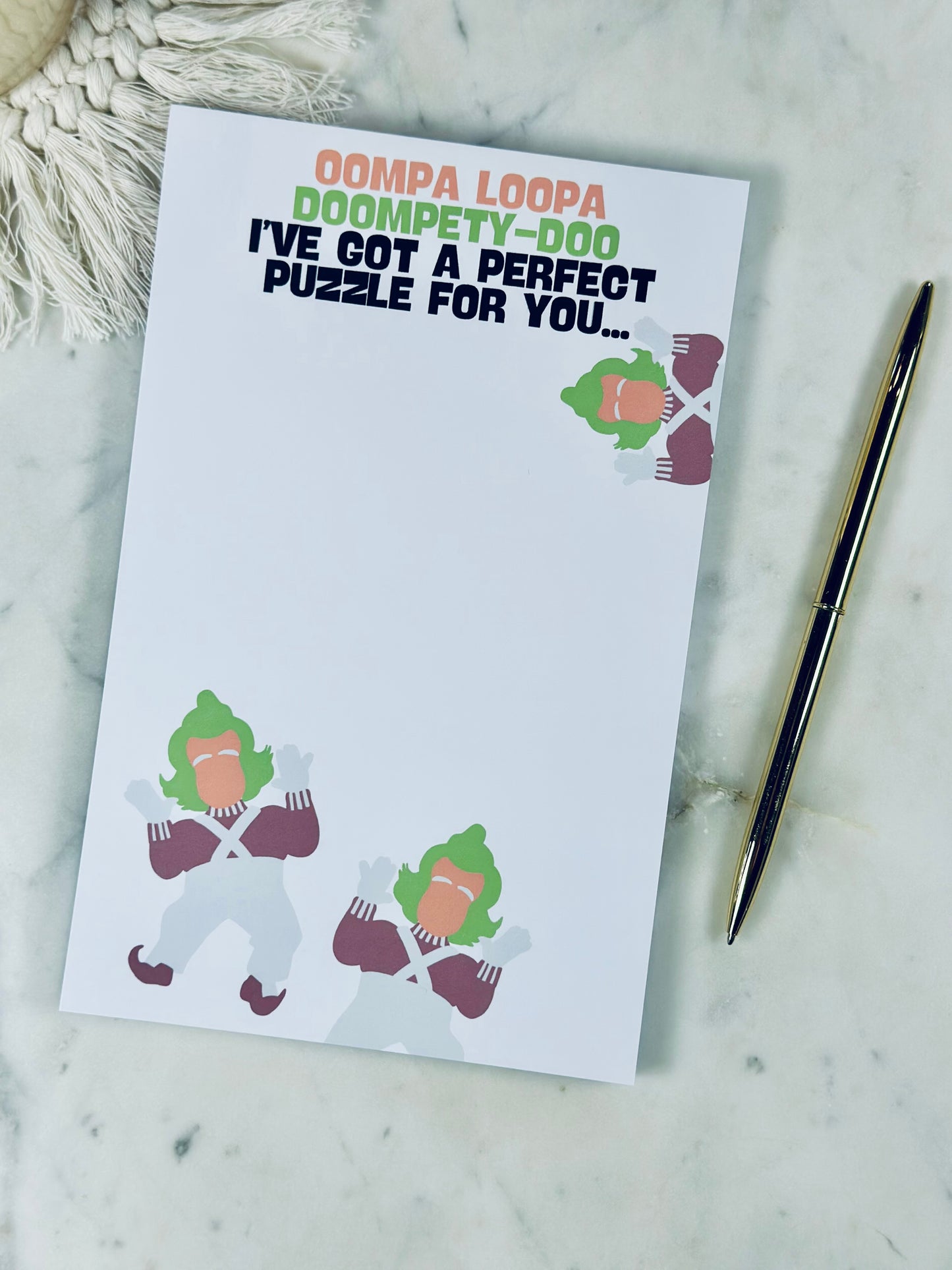 Oompa Loompa Doompetty-Doo" Puzzle Notepad/To-Do List – 50 Pages of Perfectly Peculiar Fun** 