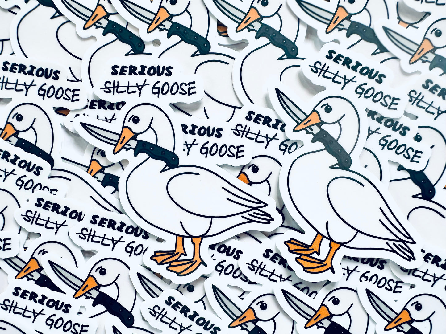 Serious Silly Goose Sticker, Funny Water Bottle Sticker, Internet Meme Decal for Tumblers and Laptops, Weatherproof, Permanent Sticker maedaymaedaymaeday