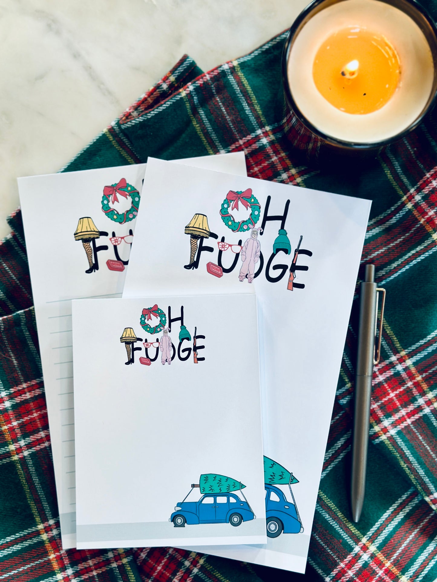 Oh Fudge Notepad Half (5.5x8.5") & Quarter Page Notepad, Christmas/Pop Culture Themed Notepad maedaymaedaymaeday