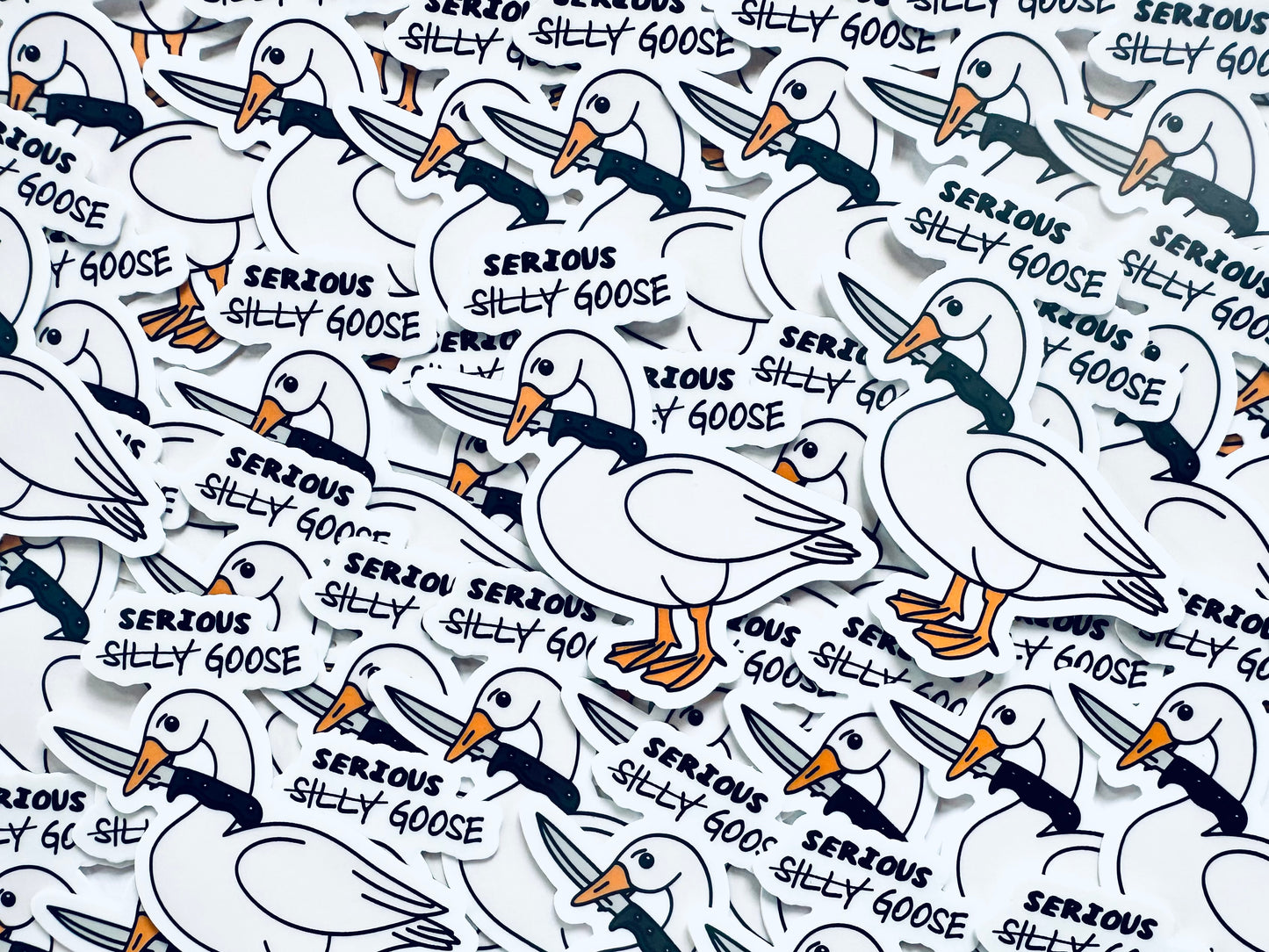 Serious Silly Goose Sticker, Funny Water Bottle Sticker, Internet Meme Decal for Tumblers and Laptops, Weatherproof, Permanent Sticker maedaymaedaymaeday