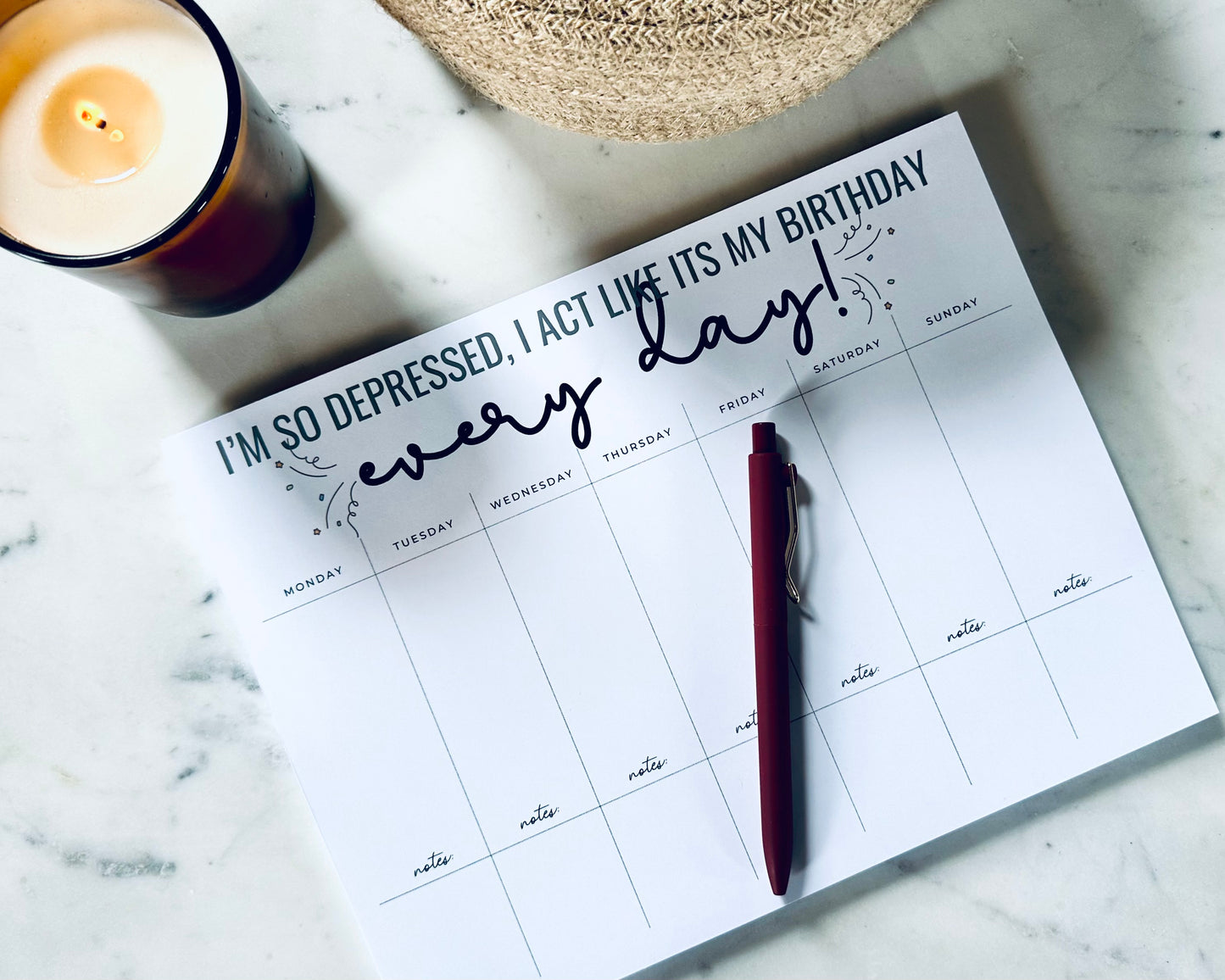 Full, Half and Quarter Page Notepad/Planner, I'm so depressed I act like its my Birthday every day!, Tortured Poets Dept, Broken Heart, TTPD maedaymaedaymaeday