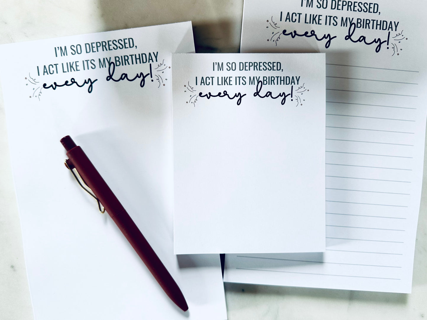 Full, Half and Quarter Page Notepad/Planner, I'm so depressed I act like its my Birthday every day!, Tortured Poets Dept, Broken Heart, TTPD maedaymaedaymaeday