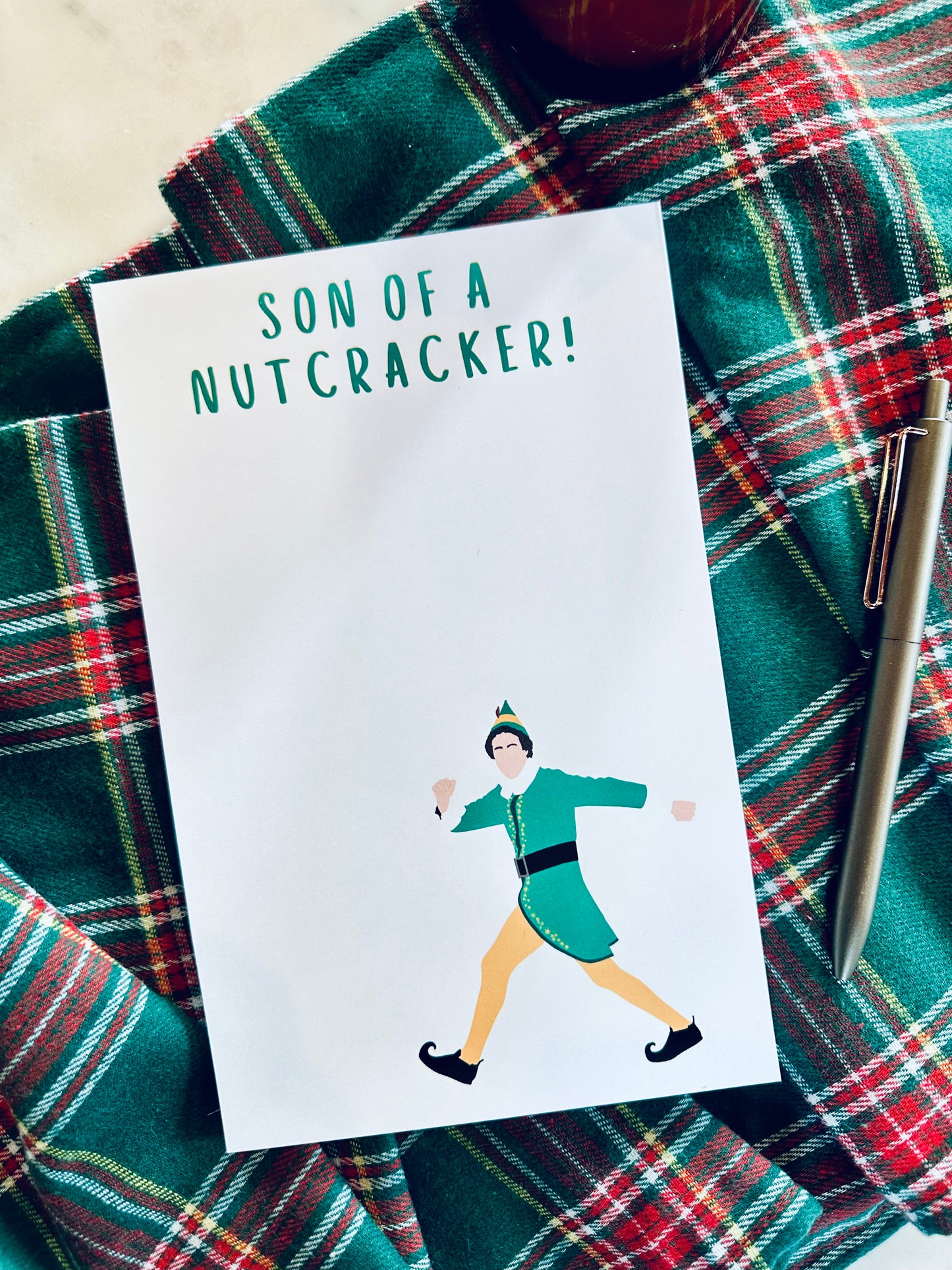 Son of a Nutcracker Notepad Half (5.5x8.5") & Quarter Page Notepad or To-Do List, Christmas/Pop Culture Themed Notepad, Santa's Helper To Do maedaymaedaymaeday