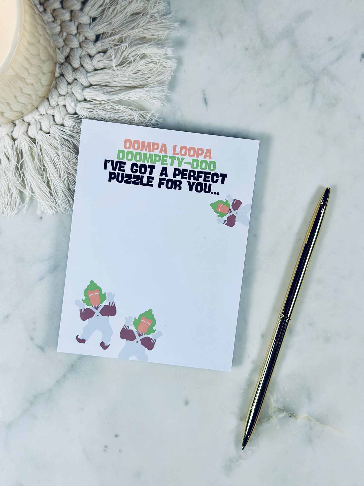 Oompa Loompa Doompetty-Doo" Puzzle Notepad/To-Do List – 50 Pages of Perfectly Peculiar Fun** 