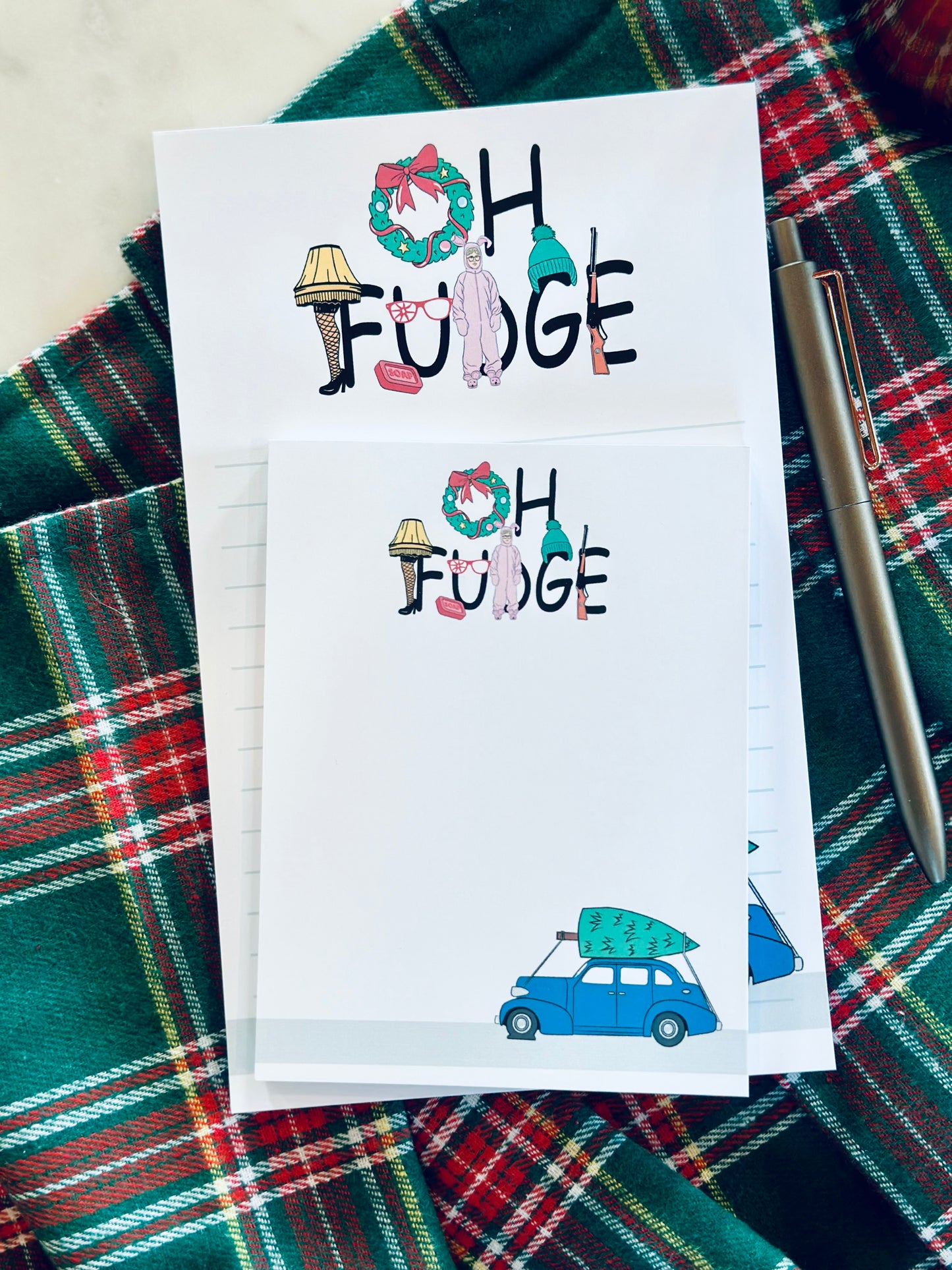 Oh Fudge Notepad Half (5.5x8.5") & Quarter Page Notepad, Christmas/Pop Culture Themed Notepad maedaymaedaymaeday