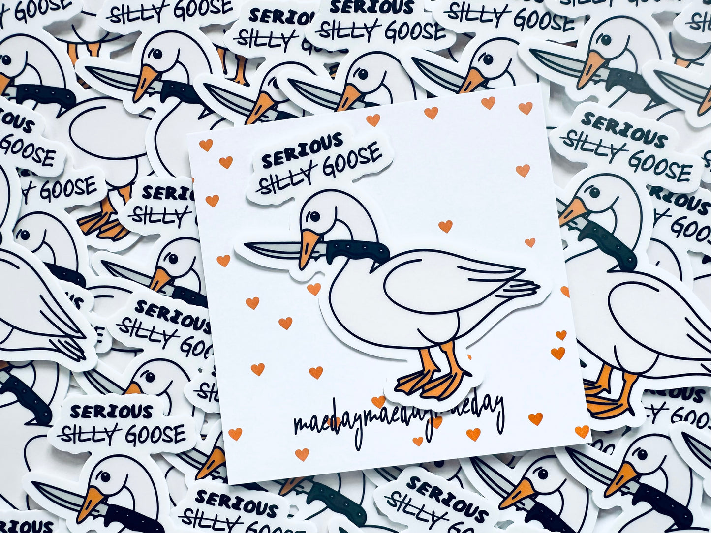 Serious Silly Goose Sticker, Funny Water Bottle Sticker, Internet Meme Decal for Tumblers and Laptops, Weatherproof, Permanent Sticker maedaymaedaymaeday