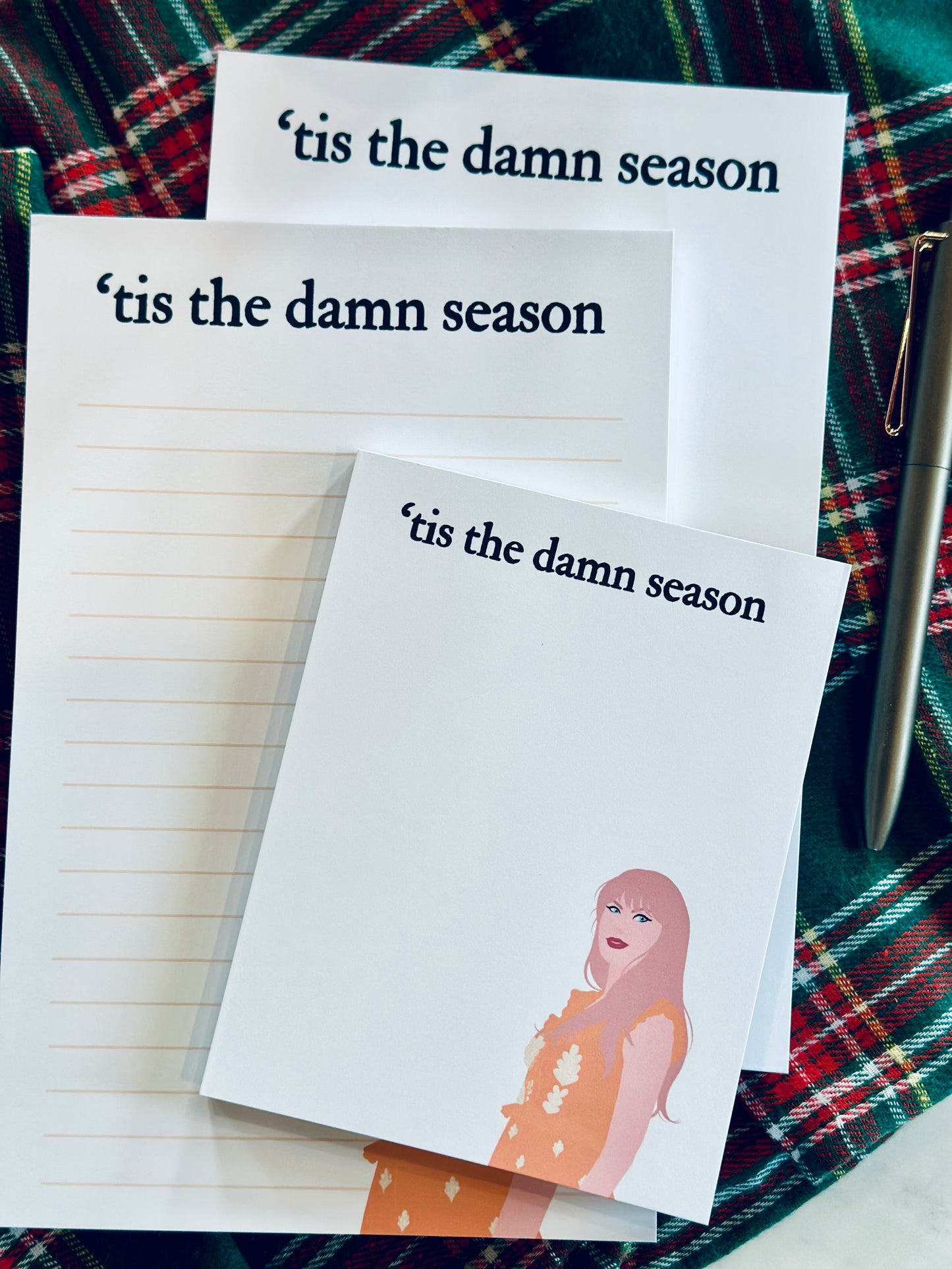 Half & Quarter Page Pop Culture Notepad, tis' the damn season, Evermore Inspired Era Merch, Fall/Christmas Eras Swiftie Stationary Gift maedaymaedaymaeday