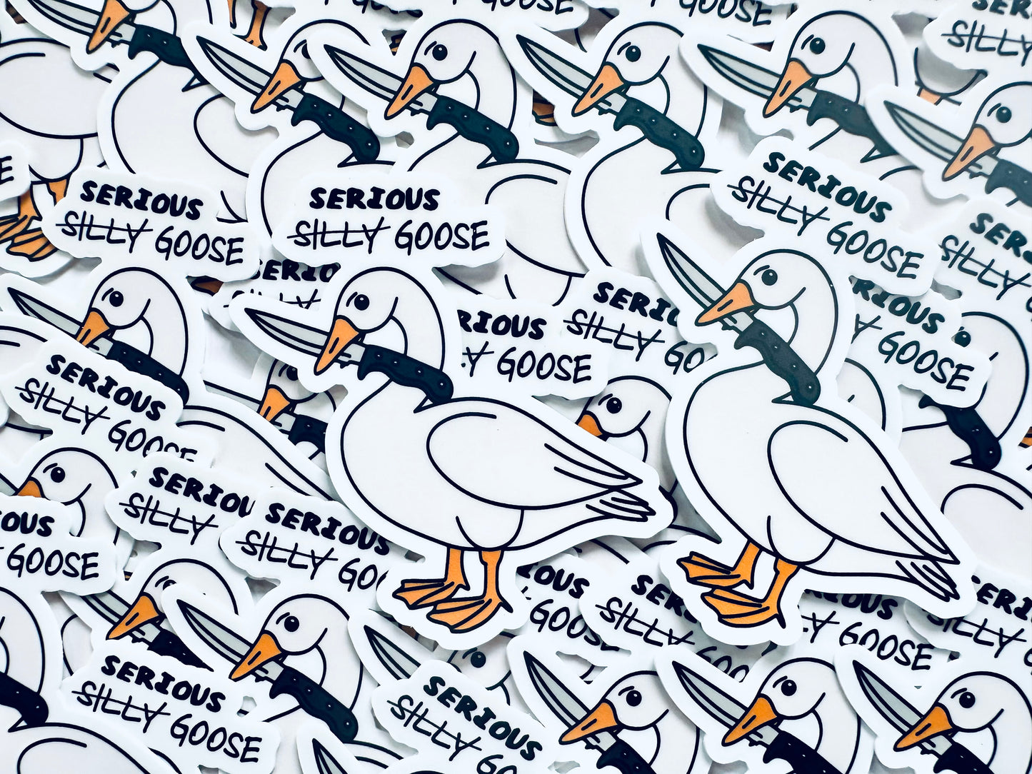 Serious Silly Goose Sticker, Funny Water Bottle Sticker, Internet Meme Decal for Tumblers and Laptops, Weatherproof, Permanent Sticker maedaymaedaymaeday
