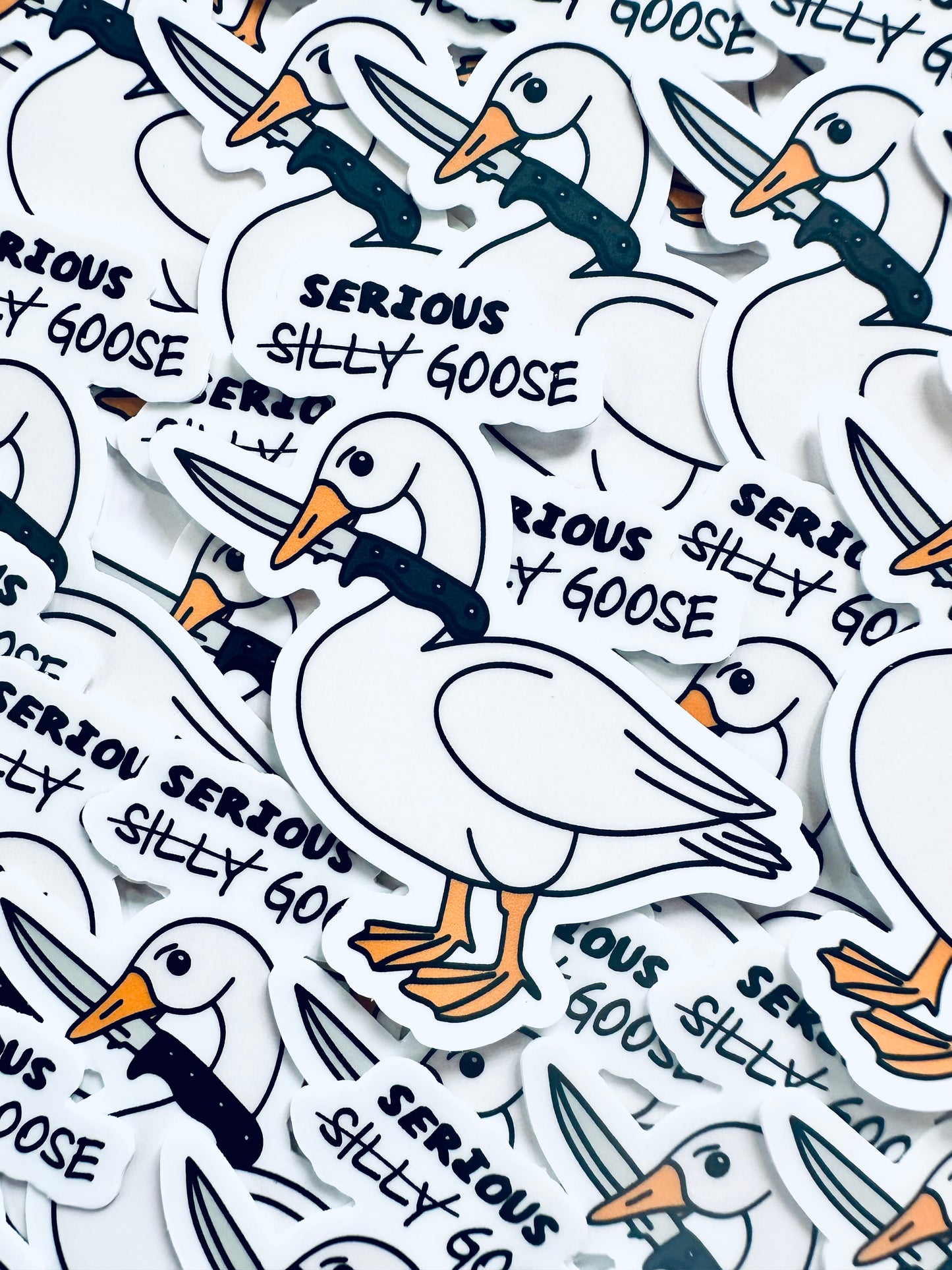 Serious Silly Goose Sticker, Funny Water Bottle Sticker, Internet Meme Decal for Tumblers and Laptops, Weatherproof, Permanent Sticker maedaymaedaymaeday