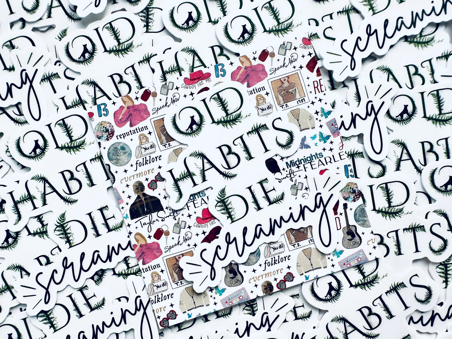 Old Habits Die Screaming Sticker, The Black Dog TTPD Inspired Sticker, Tortured Poets Department, Swiftie, Eras Weatherproof Sticker maedaymaedaymaeday