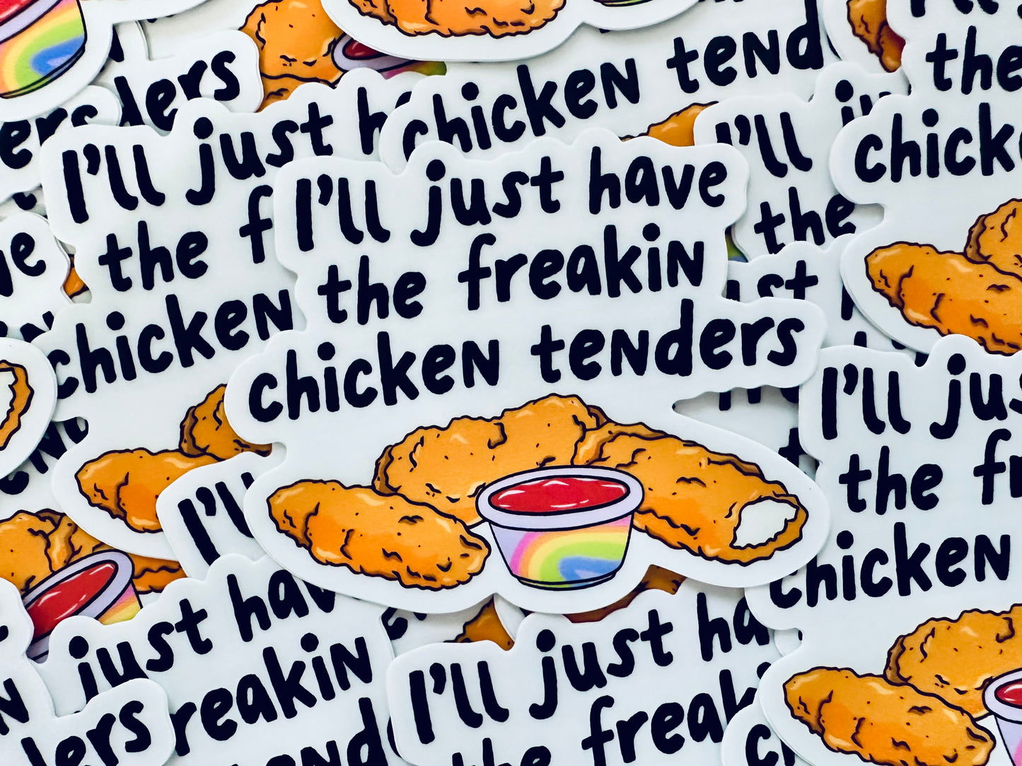 I'll Just Have the Freakin Chicken Tenders Sticker, Mental Health Sticker, Trendy Sticker for Kindle, Laptop, Best Selling Permanent Sticker maedaymaedaymaeday