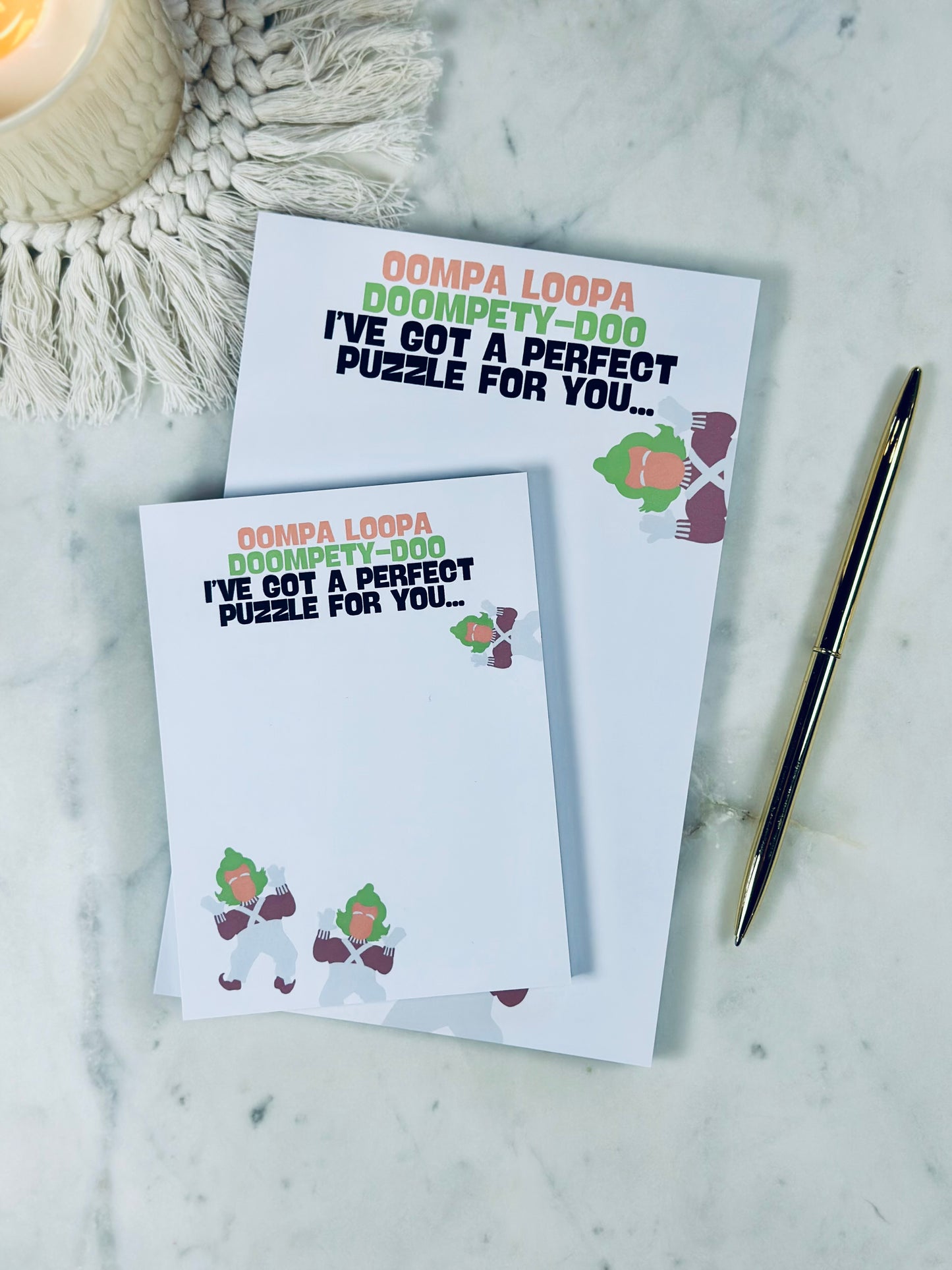 Oompa Loompa Doompetty-Doo" Puzzle Notepad/To-Do List – 50 Pages of Perfectly Peculiar Fun** 