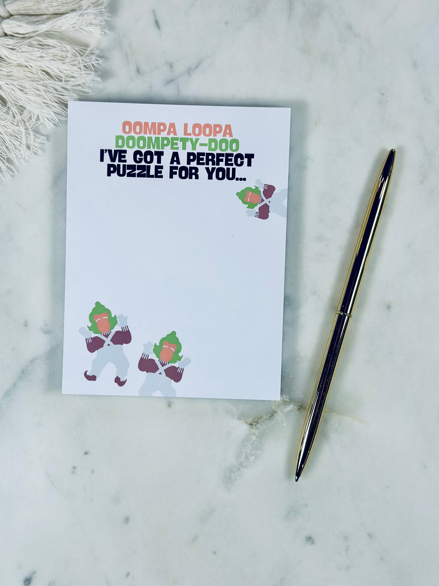Oompa Loompa Doompetty-Doo" Puzzle Notepad/To-Do List – 50 Pages of Perfectly Peculiar Fun** 