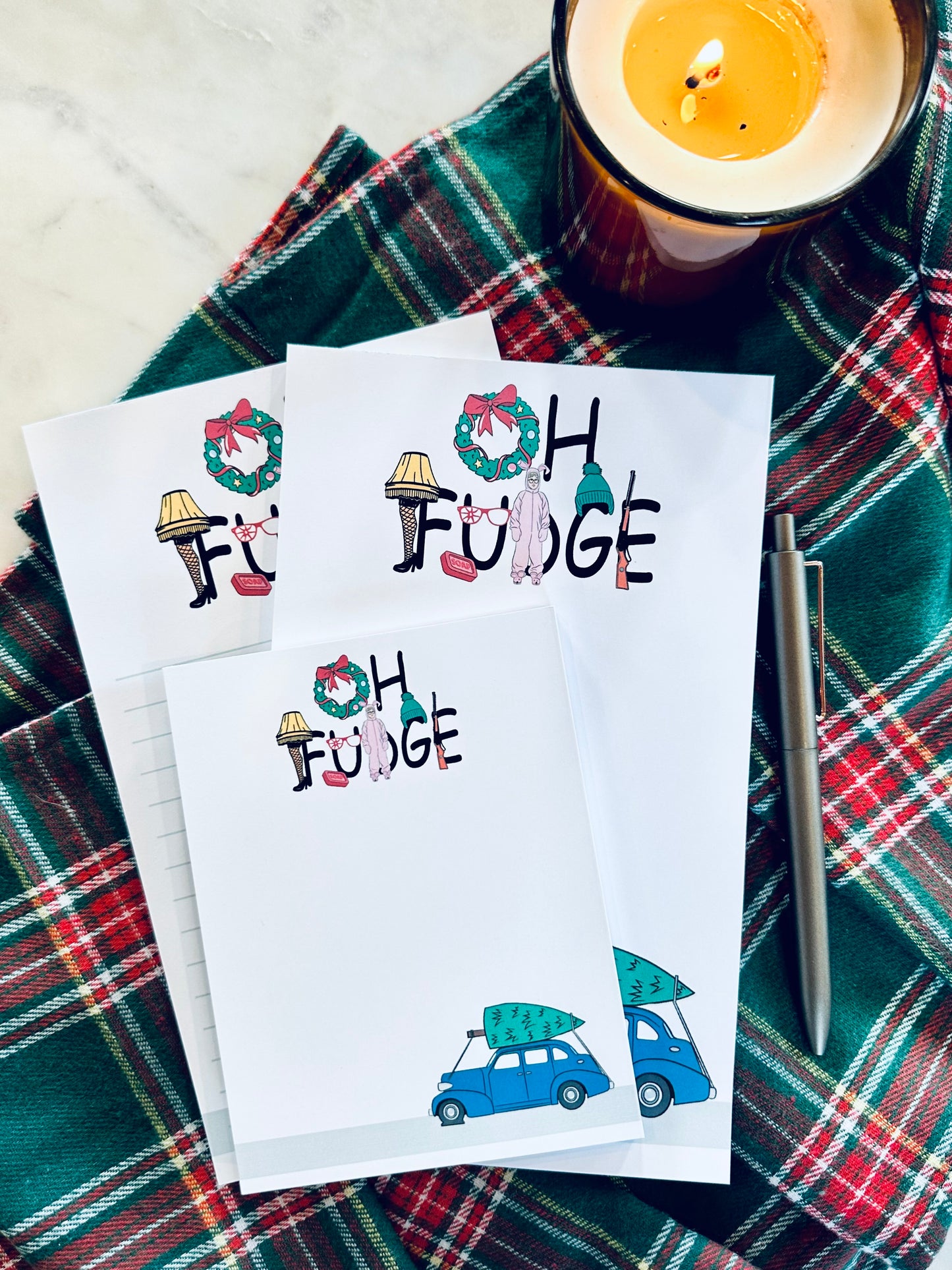 Oh Fudge Notepad Half (5.5x8.5") & Quarter Page Notepad, Christmas/Pop Culture Themed Notepad maedaymaedaymaeday