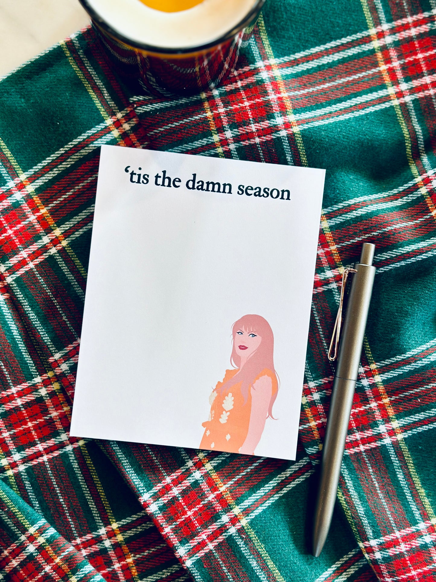 Half & Quarter Page Pop Culture Notepad, tis' the damn season, Evermore Inspired Era Merch, Fall/Christmas Eras Swiftie Stationary Gift maedaymaedaymaeday