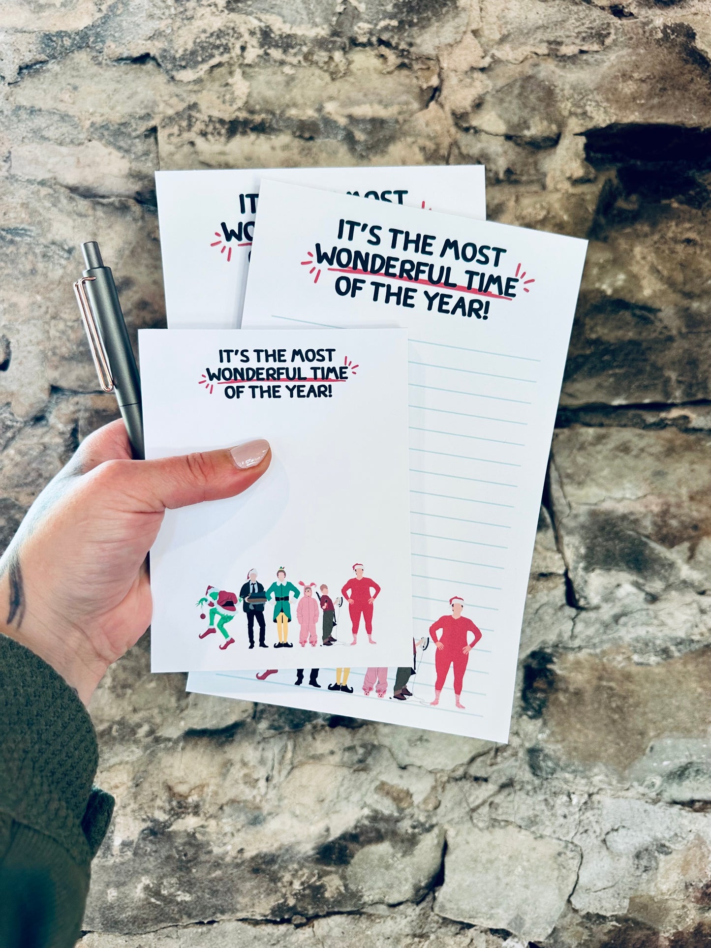 It's the Most Wonderful Time Of the Year Notepad Half (5.5x8.5") & Quarter Page Notepad, Christmas/Pop Culture Themed Notepad maedaymaedaymaeday