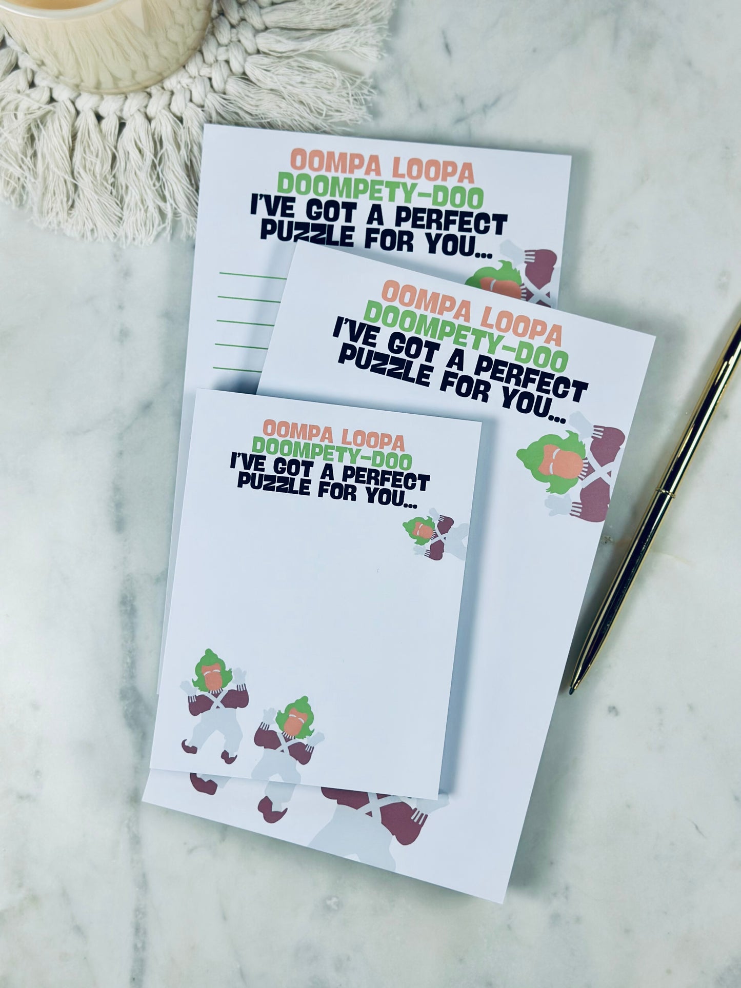 Oompa Loompa Doompetty-Doo" Puzzle Notepad/To-Do List – 50 Pages of Perfectly Peculiar Fun** 