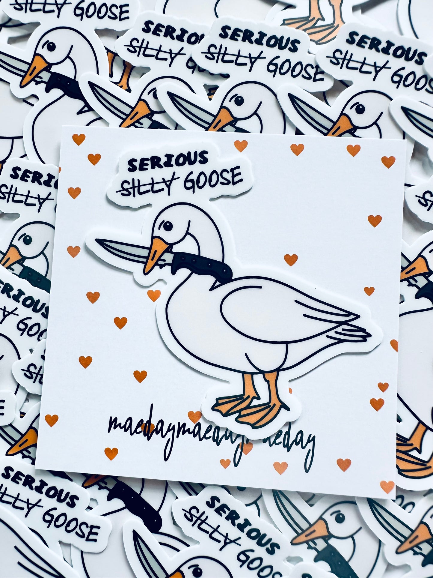 Serious Silly Goose Sticker, Funny Water Bottle Sticker, Internet Meme Decal for Tumblers and Laptops, Weatherproof, Permanent Sticker maedaymaedaymaeday