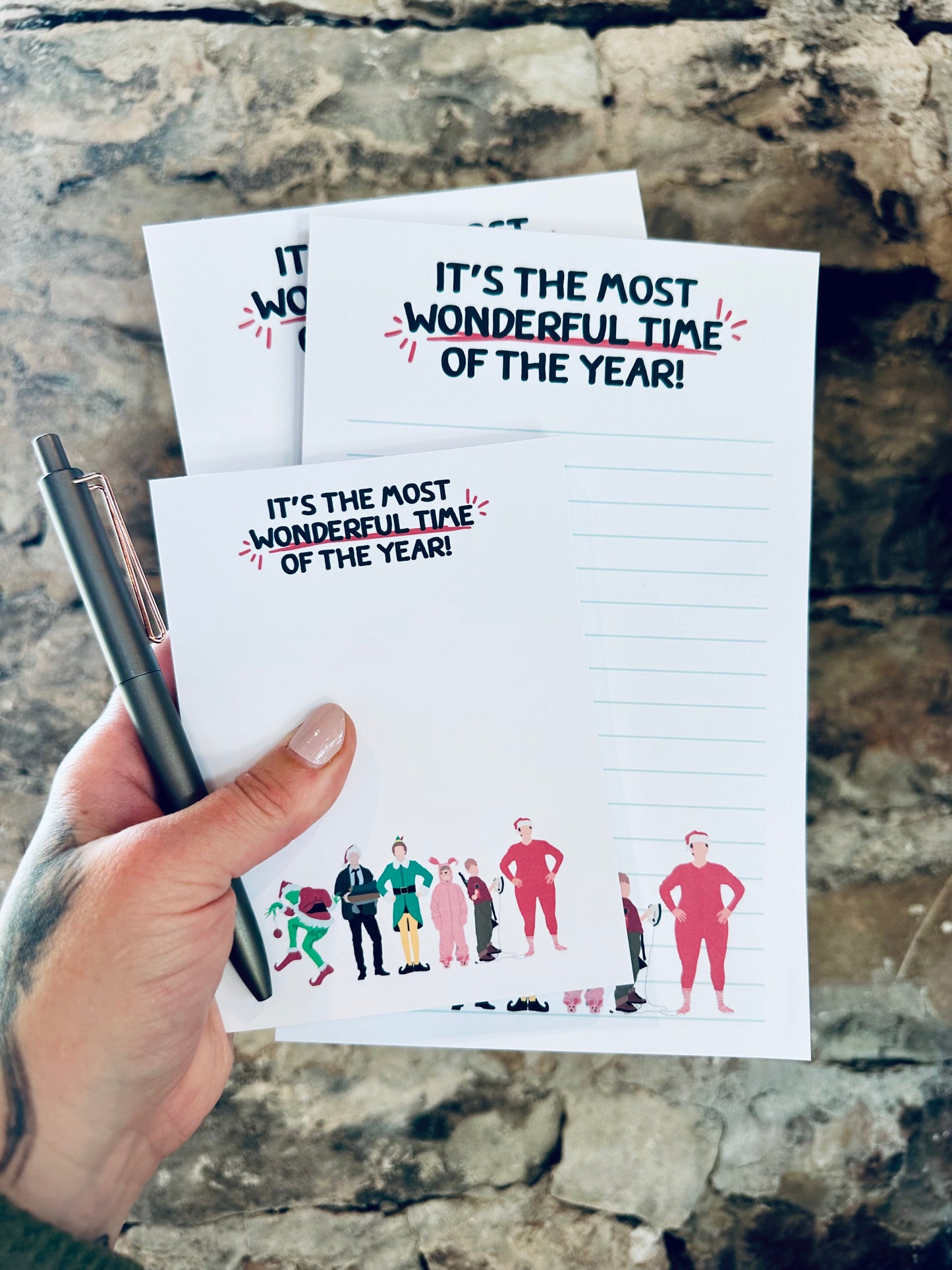 It's the Most Wonderful Time Of the Year Notepad Half (5.5x8.5") & Quarter Page Notepad, Christmas/Pop Culture Themed Notepad maedaymaedaymaeday