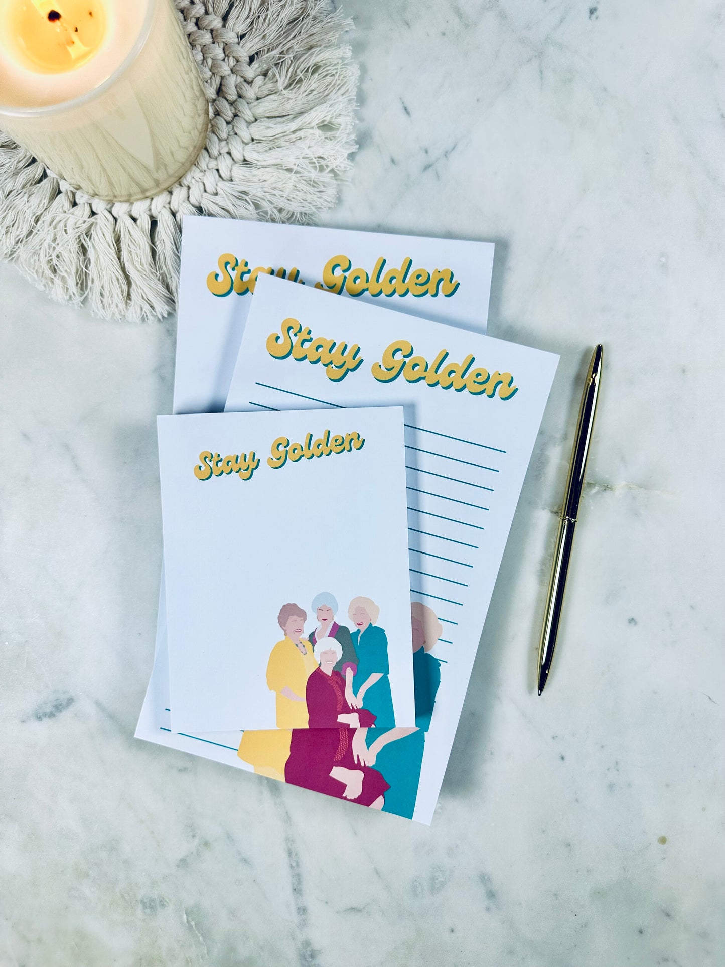 Stay Golden Notepad/To Do List – 50 Pages of Sass, Class, and Friendship
