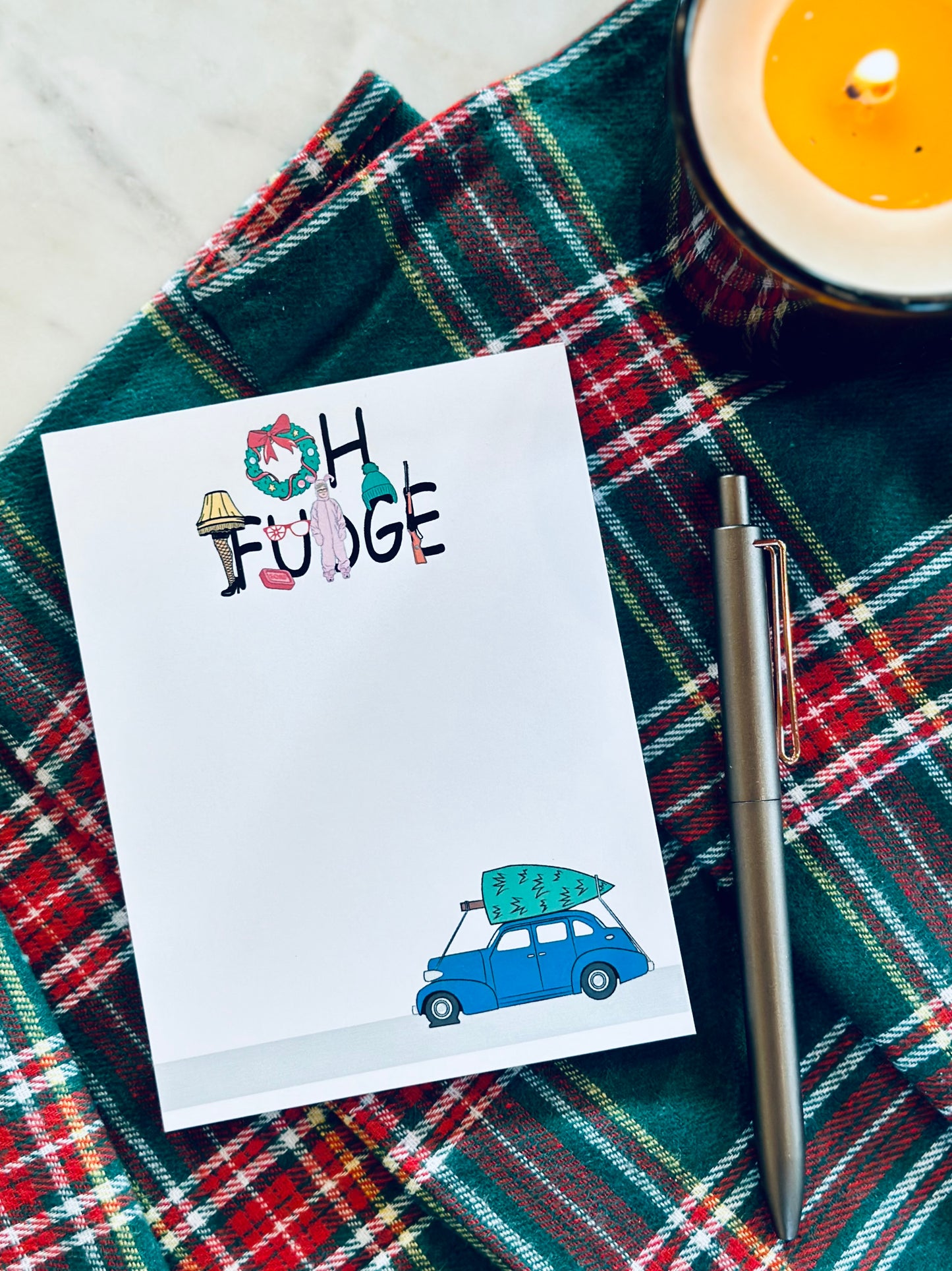 Oh Fudge Notepad Half (5.5x8.5") & Quarter Page Notepad, Christmas/Pop Culture Themed Notepad maedaymaedaymaeday