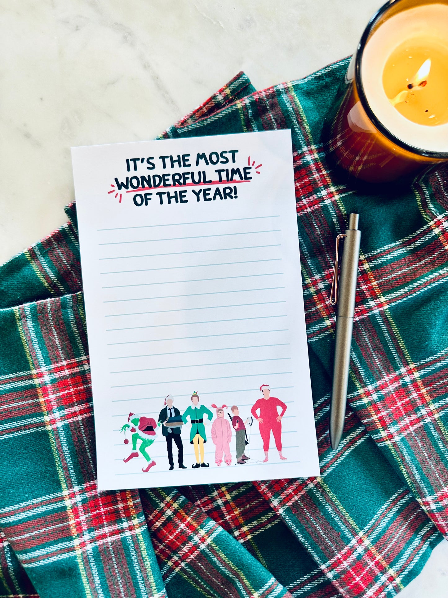 It's the Most Wonderful Time Of the Year Notepad Half (5.5x8.5") & Quarter Page Notepad, Christmas/Pop Culture Themed Notepad maedaymaedaymaeday