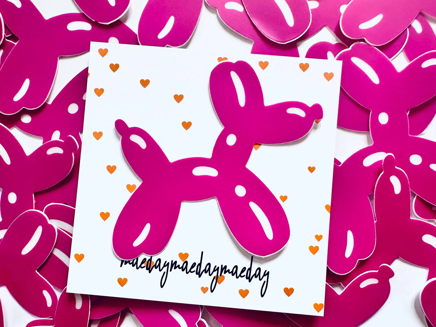 Balloon Dog Sticker, Hot Pink Balloon Animal Sticker, Weatherproof, UV-Coated Trendy Sticker for Kindle, Laptop, Dog Lover maedaymaedaymaeday