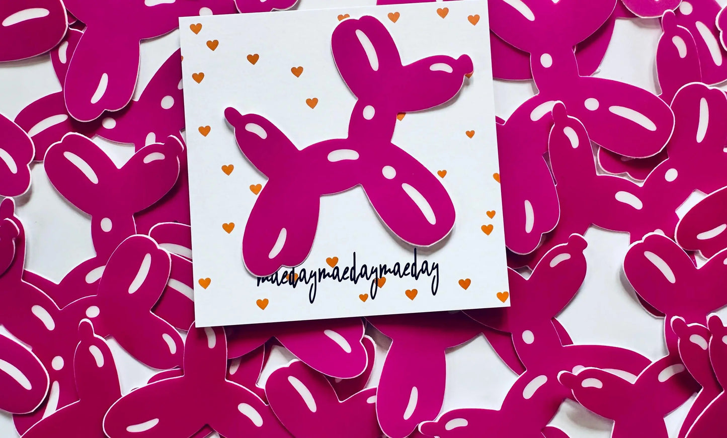 Balloon Dog Sticker, Hot Pink Balloon Animal Sticker, Weatherproof, UV-Coated Trendy Sticker for Kindle, Laptop, Dog Lover maedaymaedaymaeday