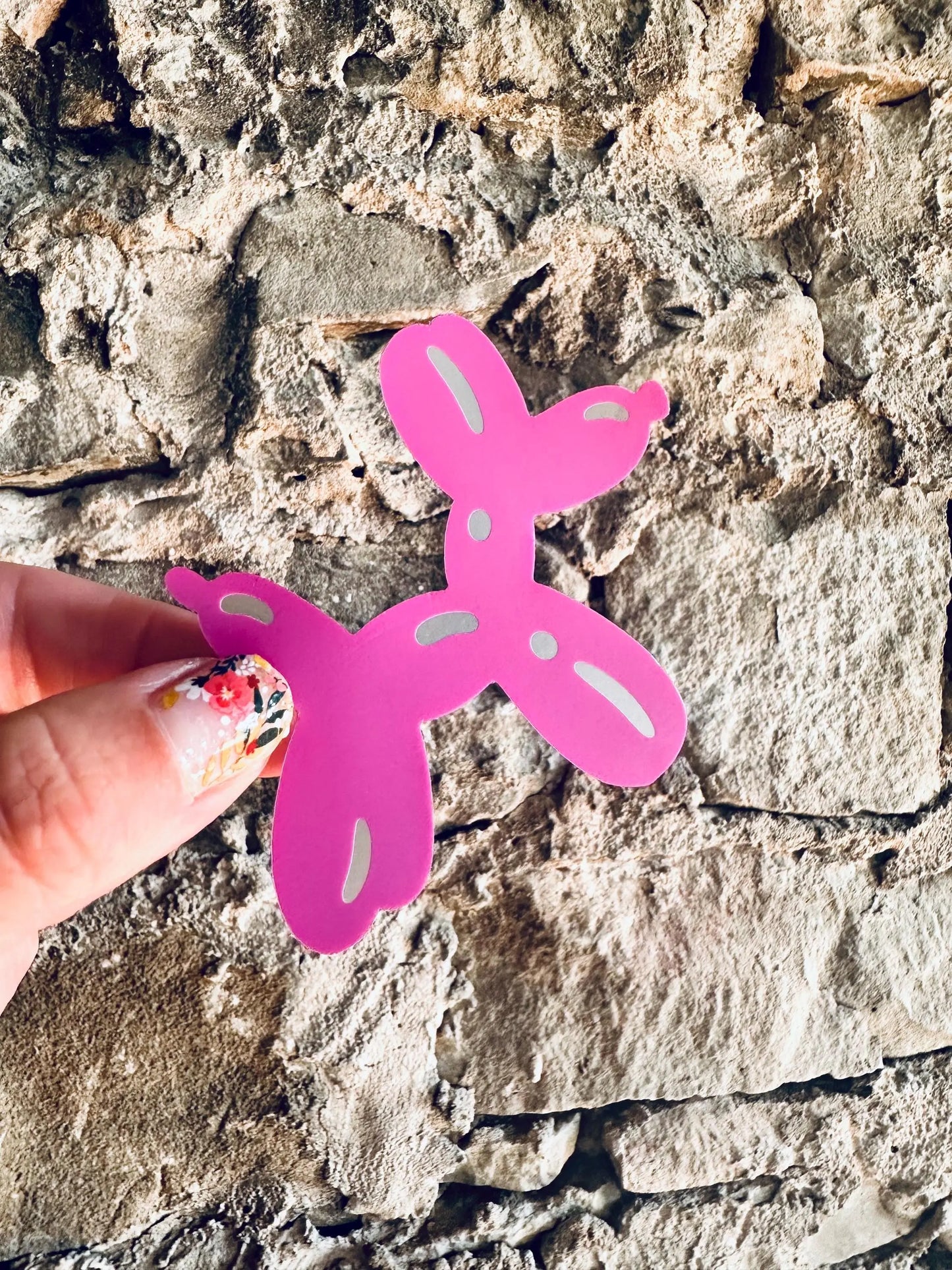 Balloon Dog Sticker, Hot Pink Balloon Animal Sticker, Weatherproof, UV-Coated Trendy Sticker for Kindle, Laptop, Dog Lover maedaymaedaymaeday