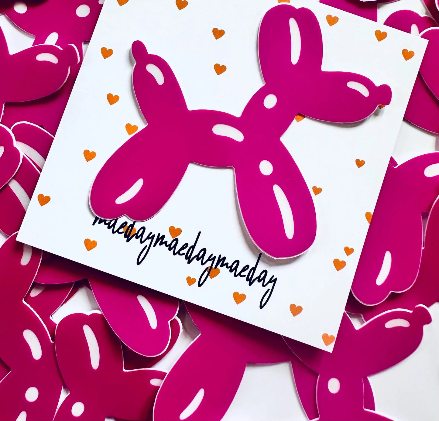 Balloon Dog Sticker, Hot Pink Balloon Animal Sticker, Weatherproof, UV-Coated Trendy Sticker for Kindle, Laptop, Dog Lover maedaymaedaymaeday