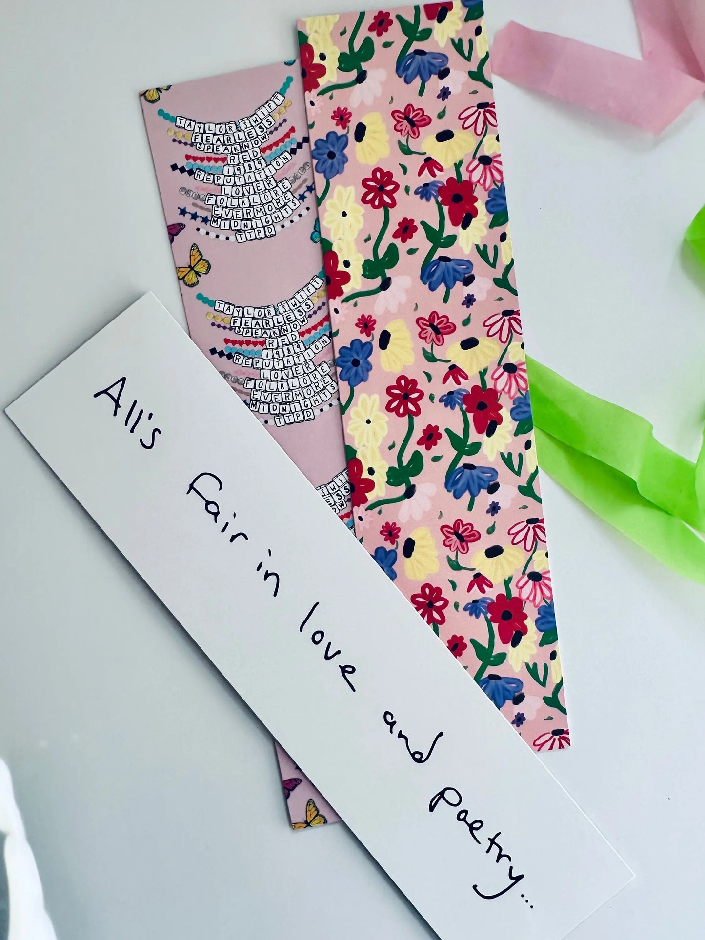 Bookmark Bundle, Make the Friendship Bracelet Bookmark, Surprise Song Piano Bookmark, TTPD Inspired All's Fair in Love and Poetry Bookmark maedaymaedaymaeday