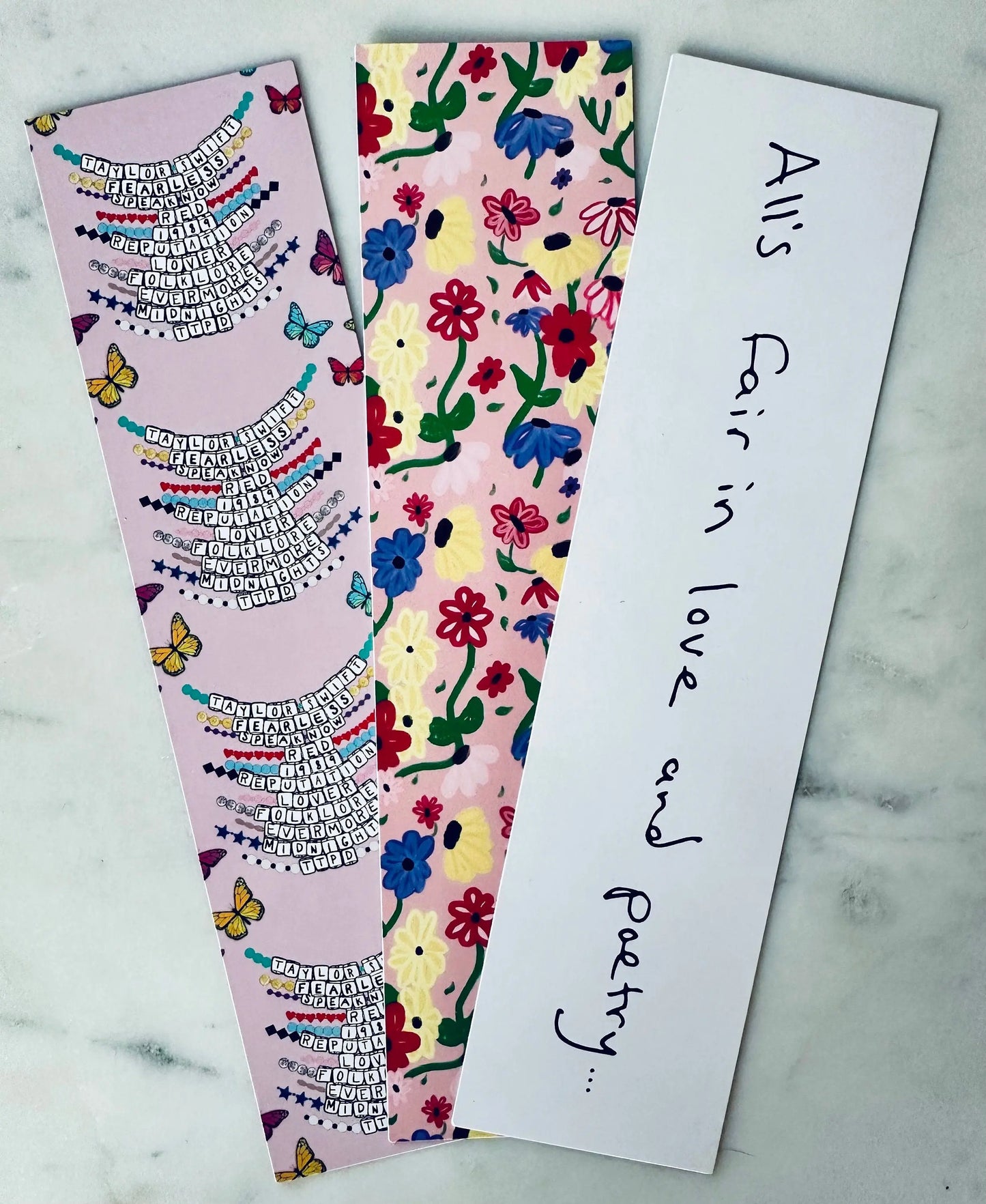 Bookmark Bundle, Make the Friendship Bracelet Bookmark, Surprise Song Piano Bookmark, TTPD Inspired All's Fair in Love and Poetry Bookmark maedaymaedaymaeday