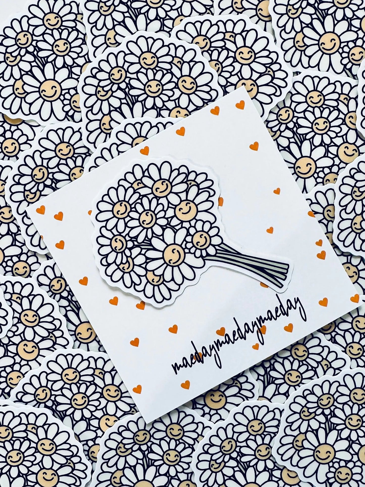 Bouquet of Flowers Sticker, Smiley, Daisy Flowers Sticker, Car and Fridge Magnet, Floral Smiley Sticker, Happy Days, Floral Sticker maedaymaedaymaeday