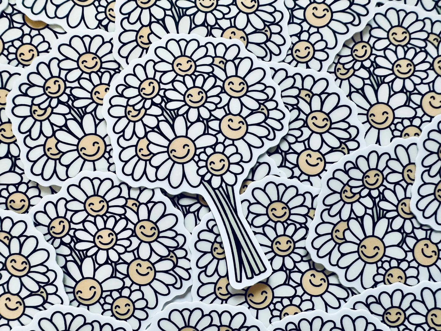 Bouquet of Flowers Sticker, Smiley, Daisy Flowers Sticker, Car and Fridge Magnet, Floral Smiley Sticker, Happy Days, Floral Sticker maedaymaedaymaeday