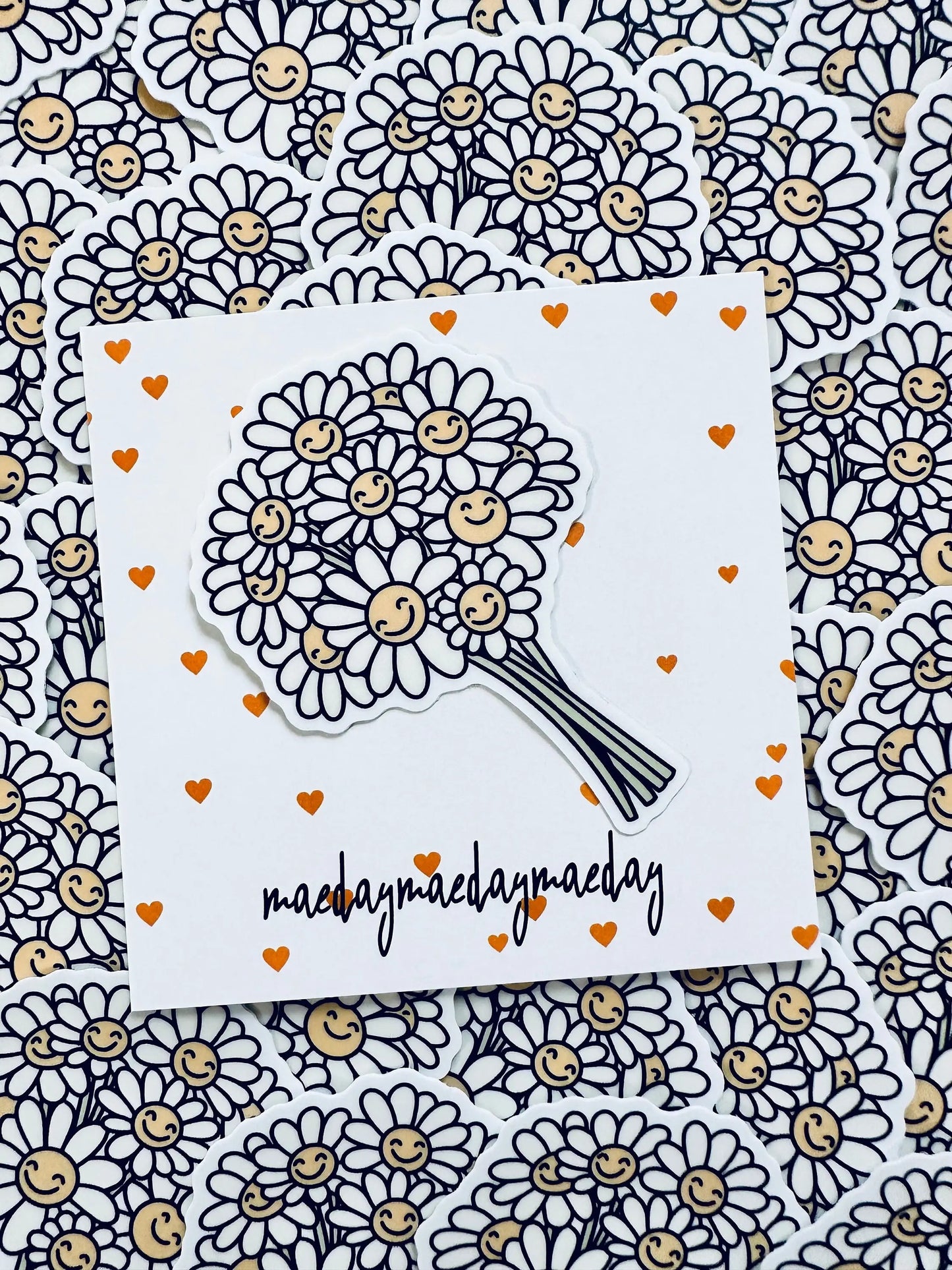 Bouquet of Flowers Sticker, Smiley, Daisy Flowers Sticker, Car and Fridge Magnet, Floral Smiley Sticker, Happy Days, Floral Sticker maedaymaedaymaeday