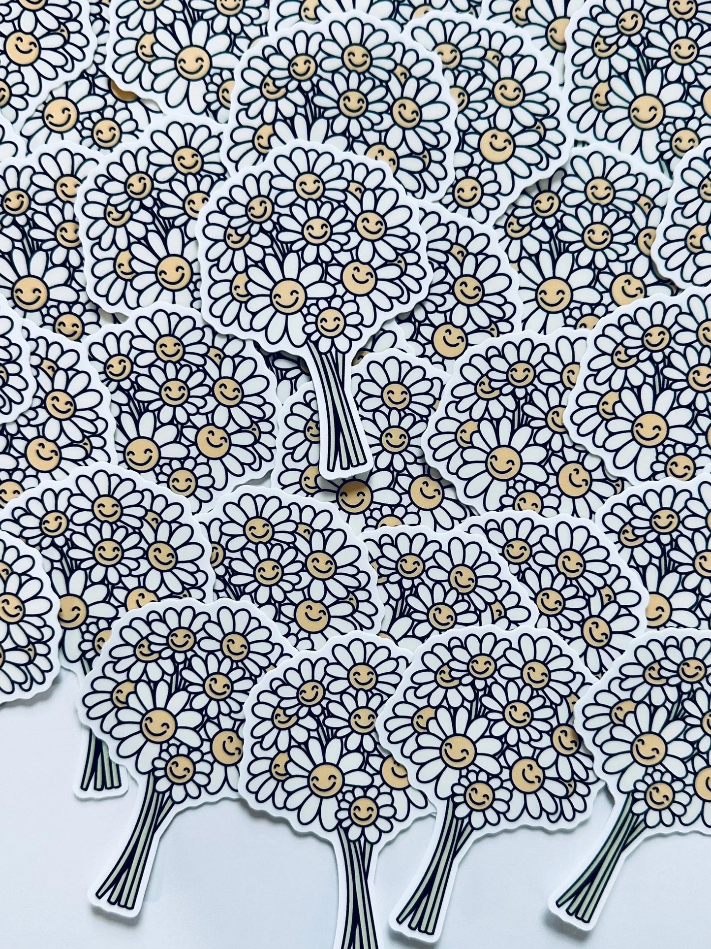 Bouquet of Flowers Sticker, Smiley, Daisy Flowers Sticker, Car and Fridge Magnet, Floral Smiley Sticker, Happy Days, Floral Sticker maedaymaedaymaeday