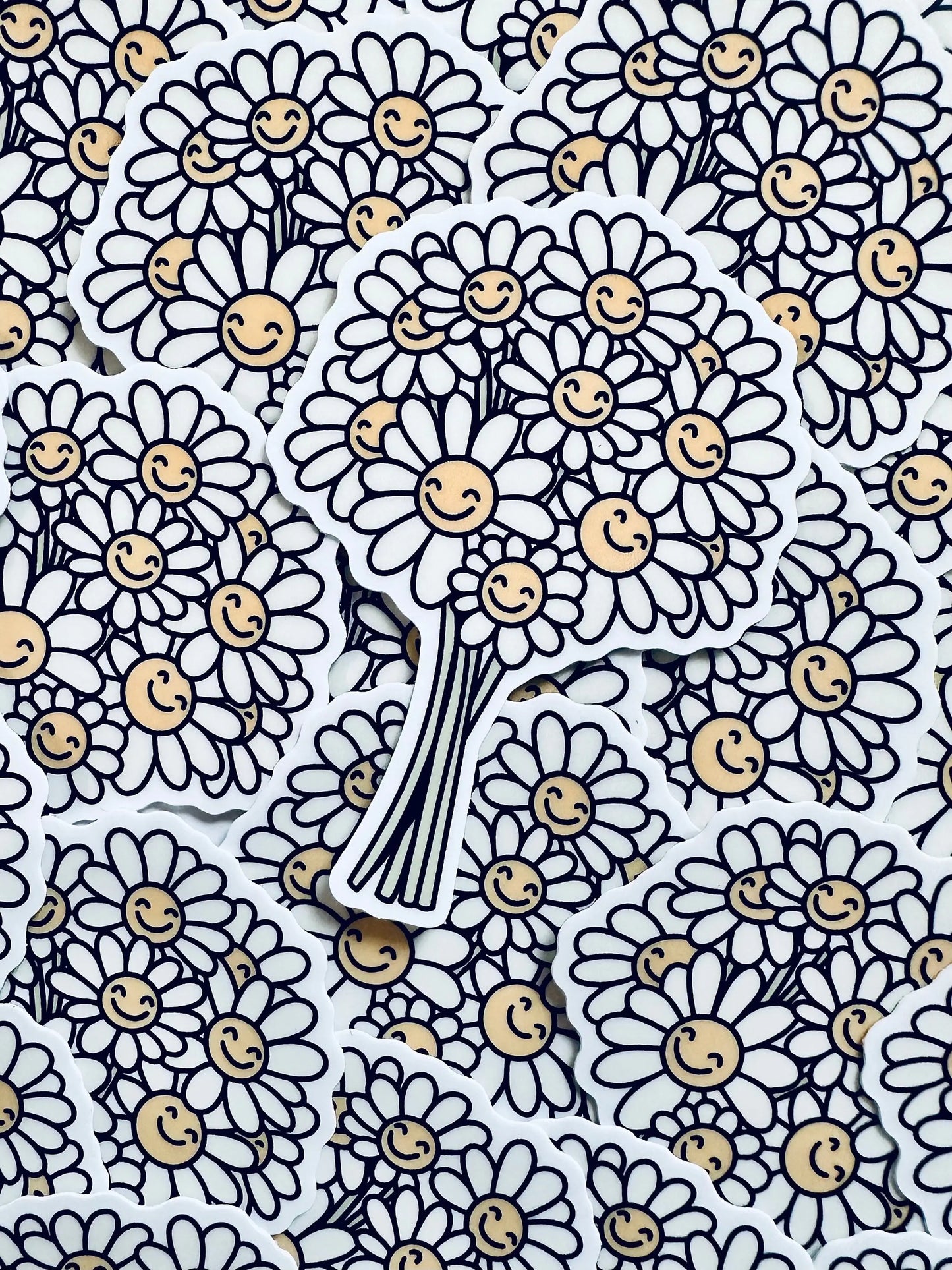 Bouquet of Flowers Sticker, Smiley, Daisy Flowers Sticker, Car and Fridge Magnet, Floral Smiley Sticker, Happy Days, Floral Sticker maedaymaedaymaeday