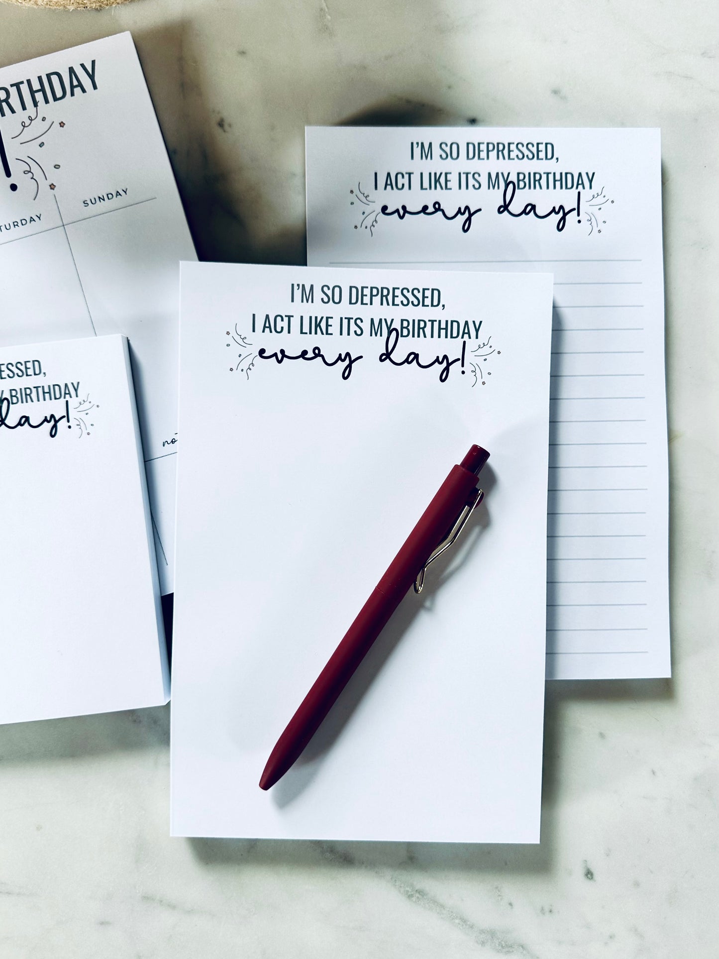 Full, Half and Quarter Page Notepad/Planner, I'm so depressed I act like its my Birthday every day!, Tortured Poets Dept, Broken Heart, TTPD maedaymaedaymaeday
