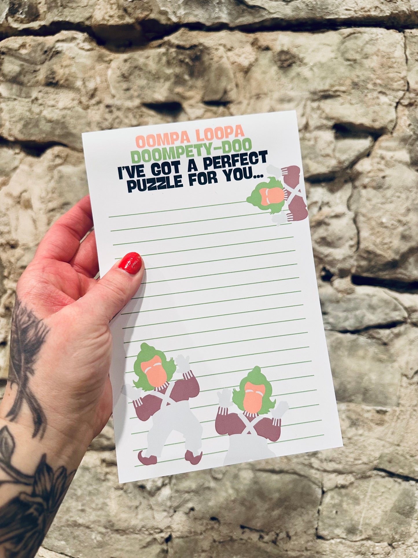Oompa Loompa Doompetty-Doo" Puzzle Notepad/To-Do List – 50 Pages of Perfectly Peculiar Fun** 